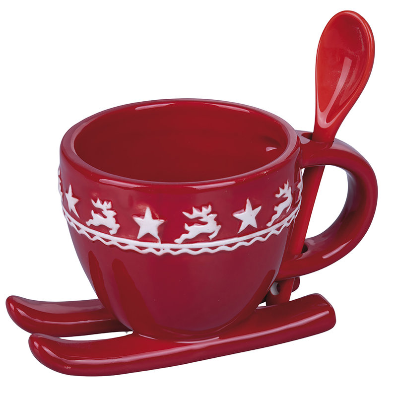 Set 4 Tazzine Natalizie con Cucchiaino Rosse – acquista su Giordano Shop