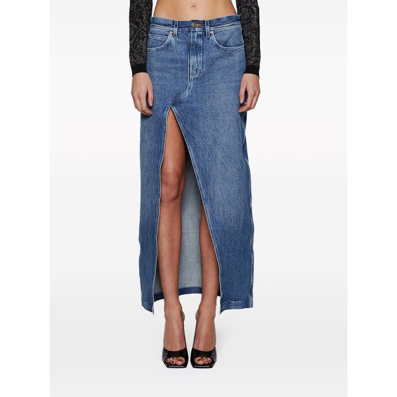 Alexander Wang Bonded Seams Long Crossover Skirt in Blue