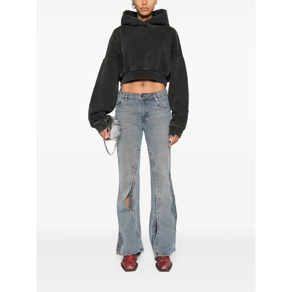 Maglie ENTIRE STUDIOS Cropped Heavy Hood Washed Black of