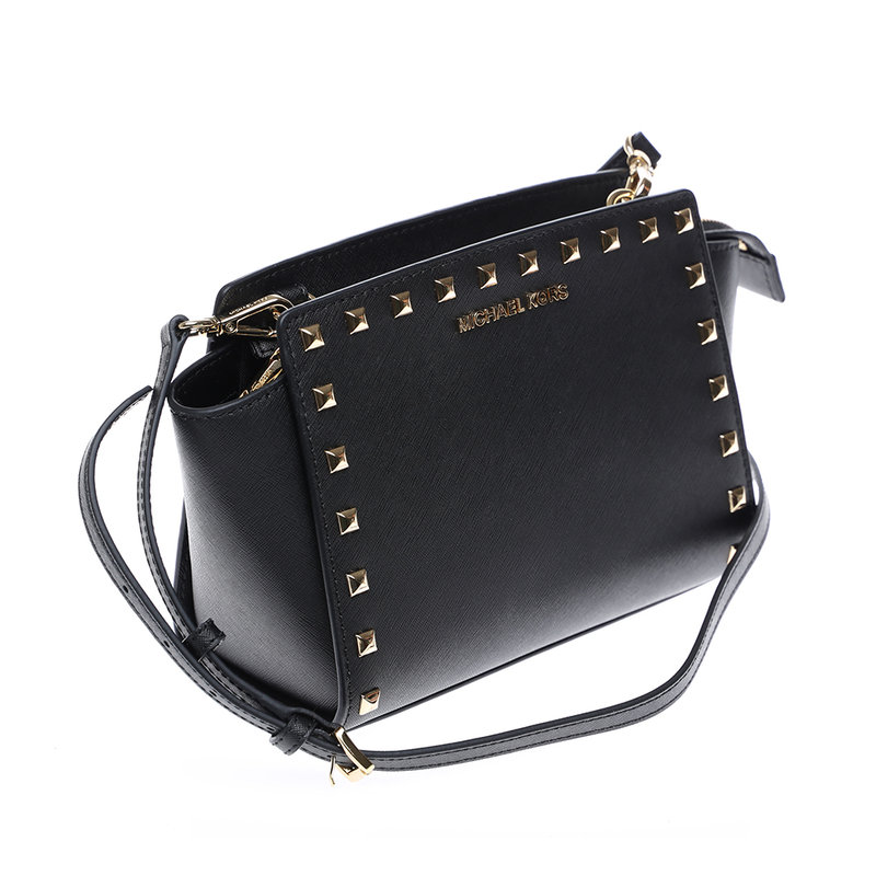 Borsa Michael Kors Selma piccola con borchie, nero