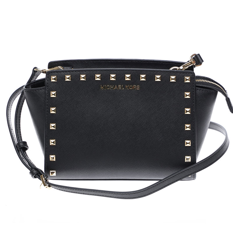 Borsa Michael Kors Selma piccola con borchie, nero