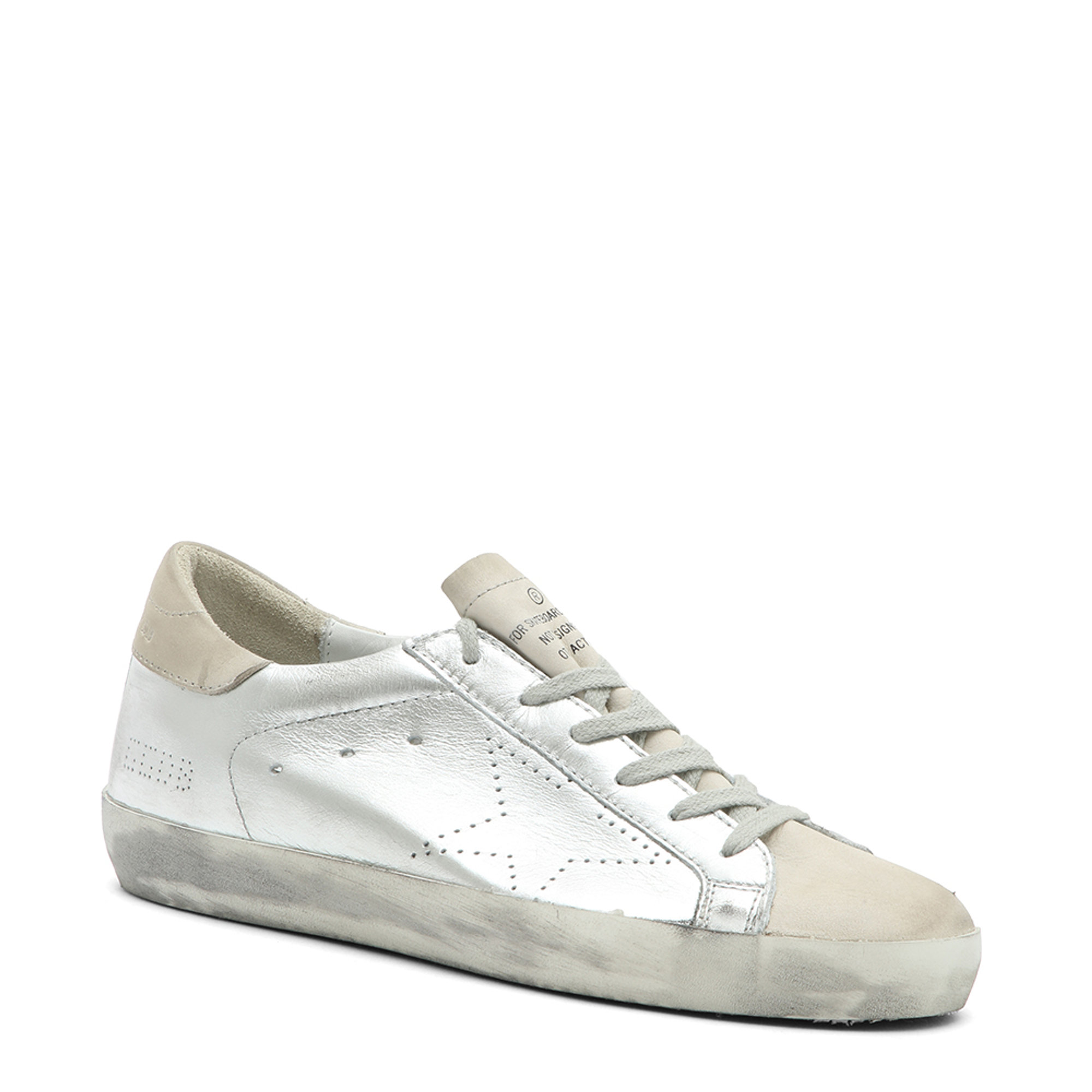Sneakers "Superstar" da donna in pelle laminata argento GOLDEN GOOSE vista0