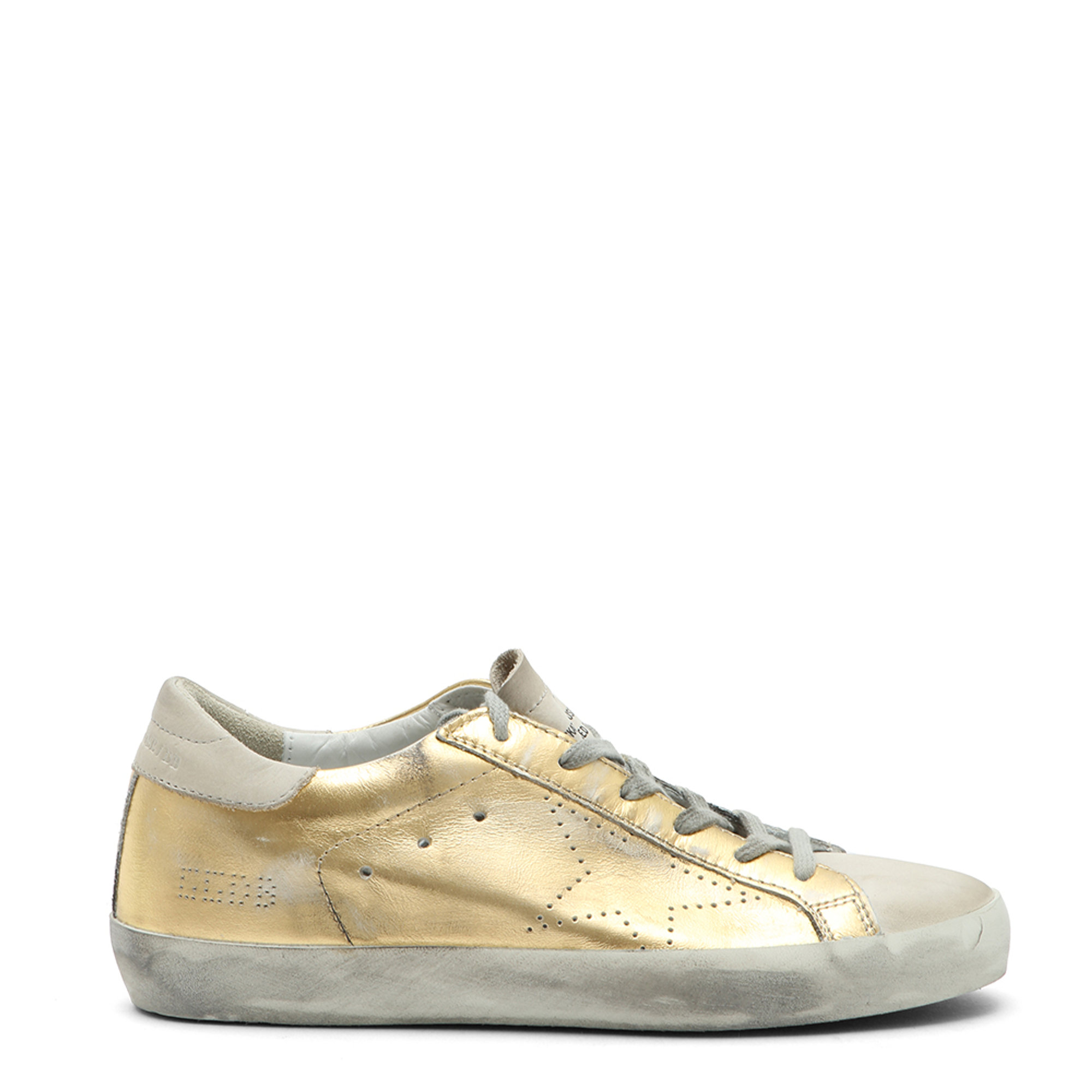 Sneakers "Superstar" da donna in pelle laminata oro GOLDEN GOOSE vista2