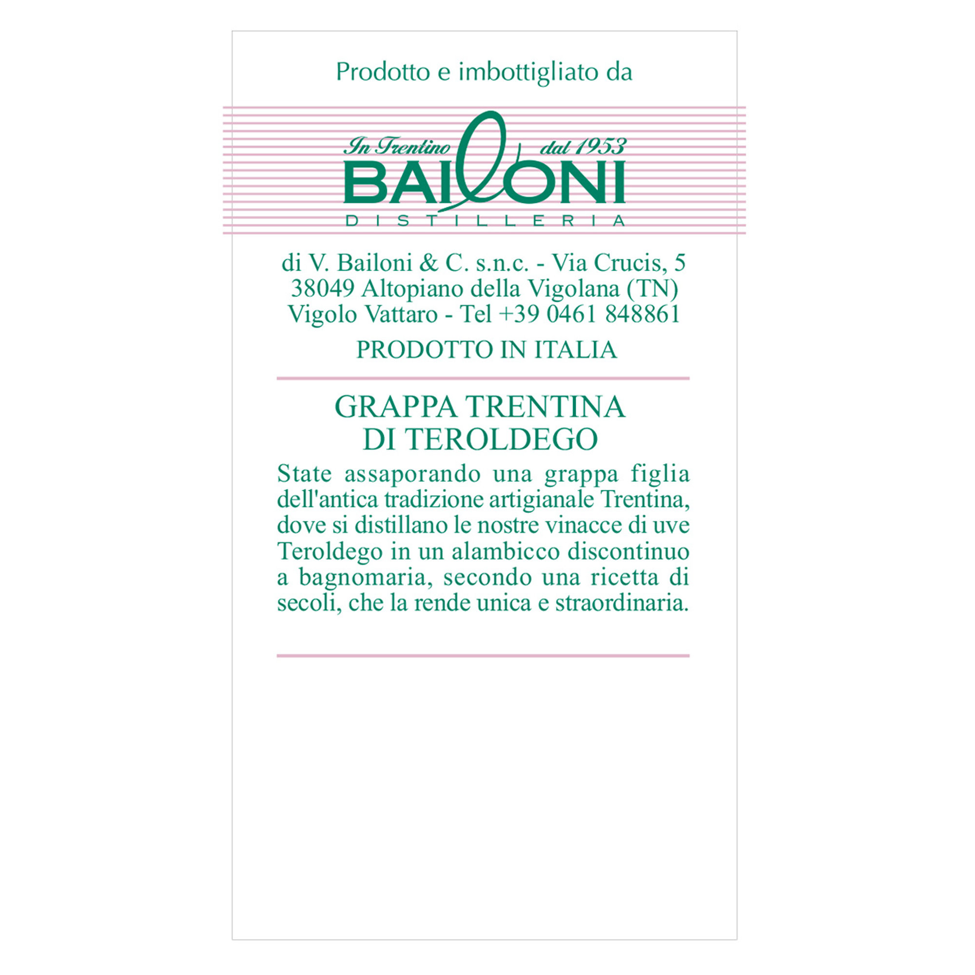 3 Flaschen - Trentinische Monovitigno Grappa Distilleria Bailoni vista2