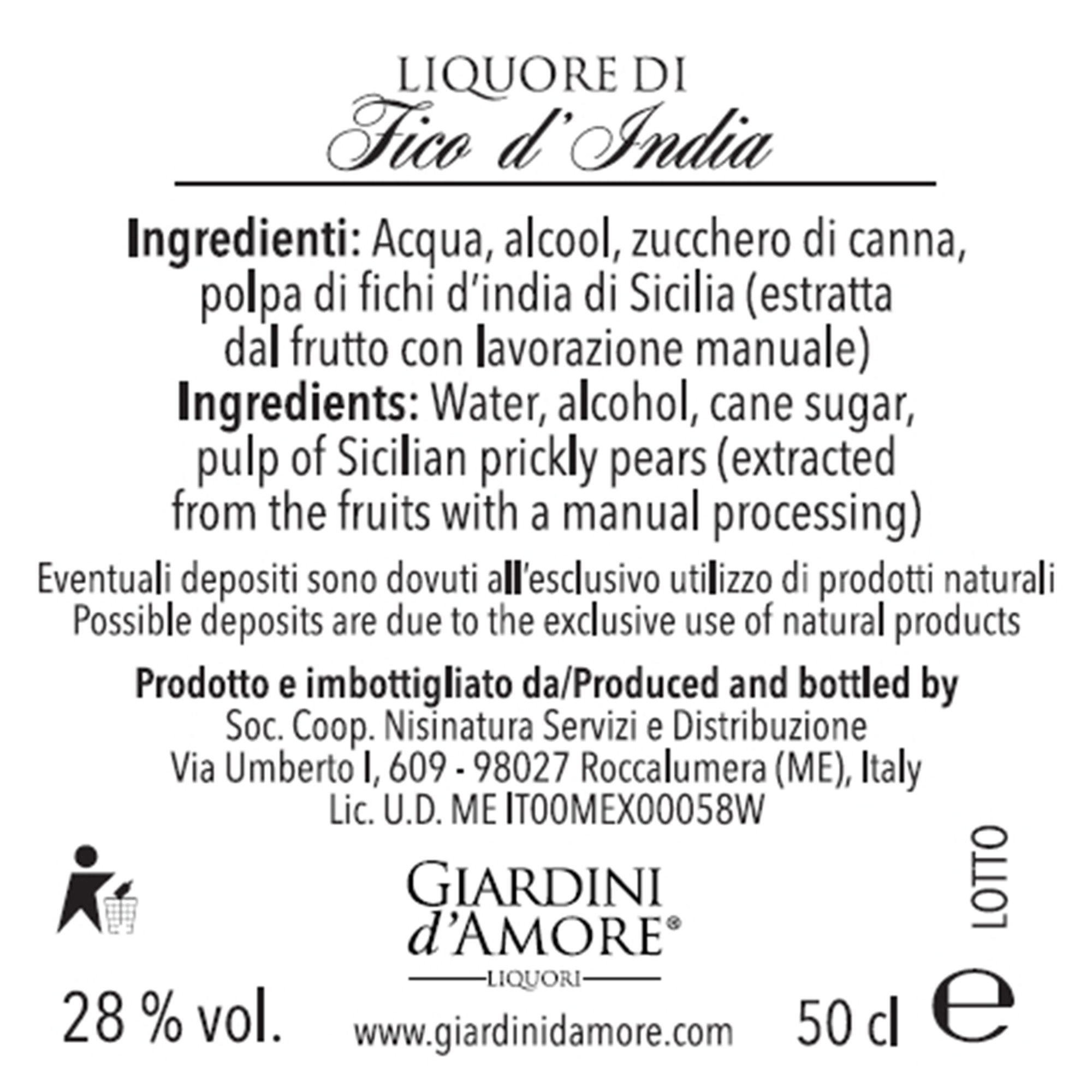 Liquore di Fico d'India 50 cl Giardini d'Amore vista2