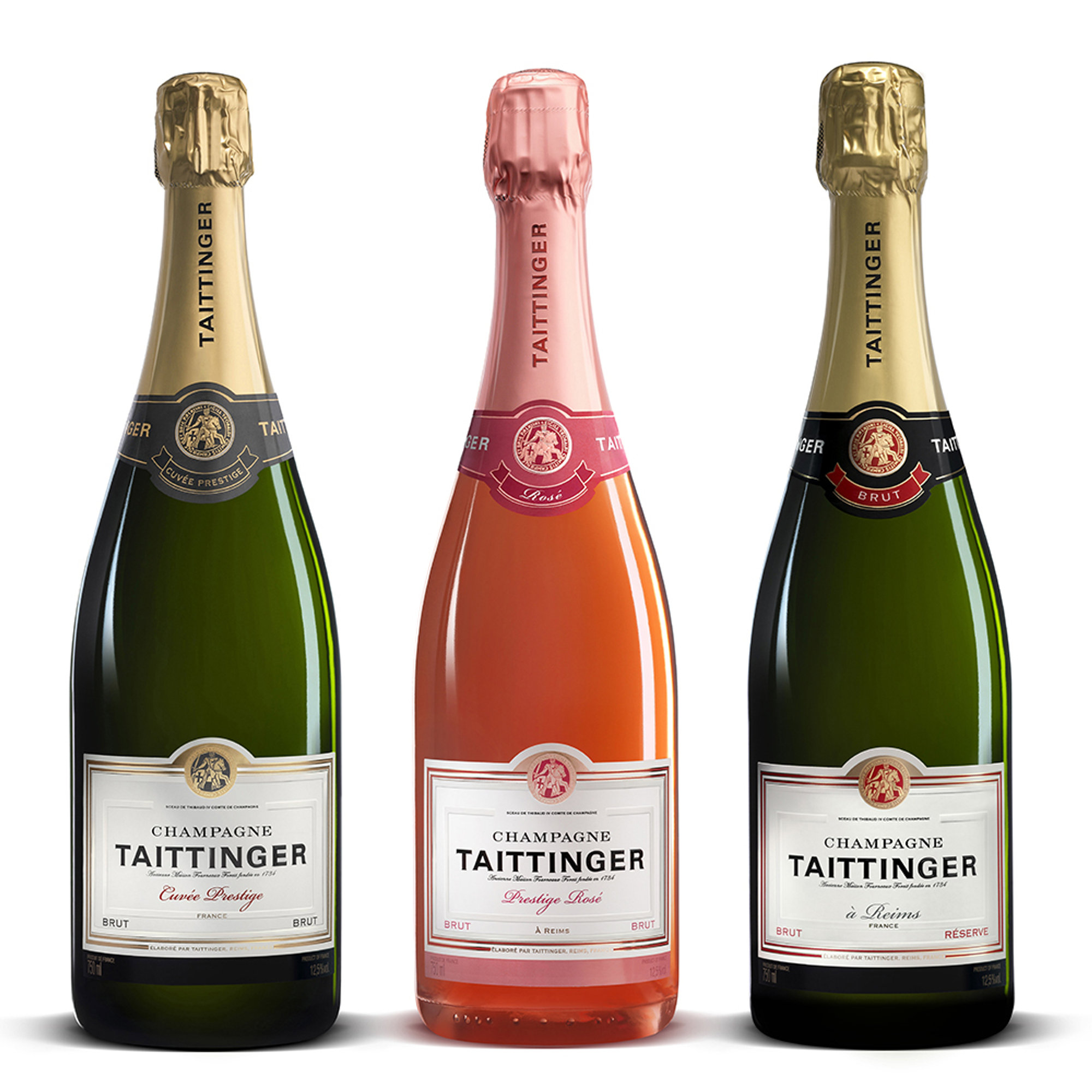 3 bottiglie miste: Brut Prestige - Brut Prestige Rosé - Brut Réserve Taittinger vista0