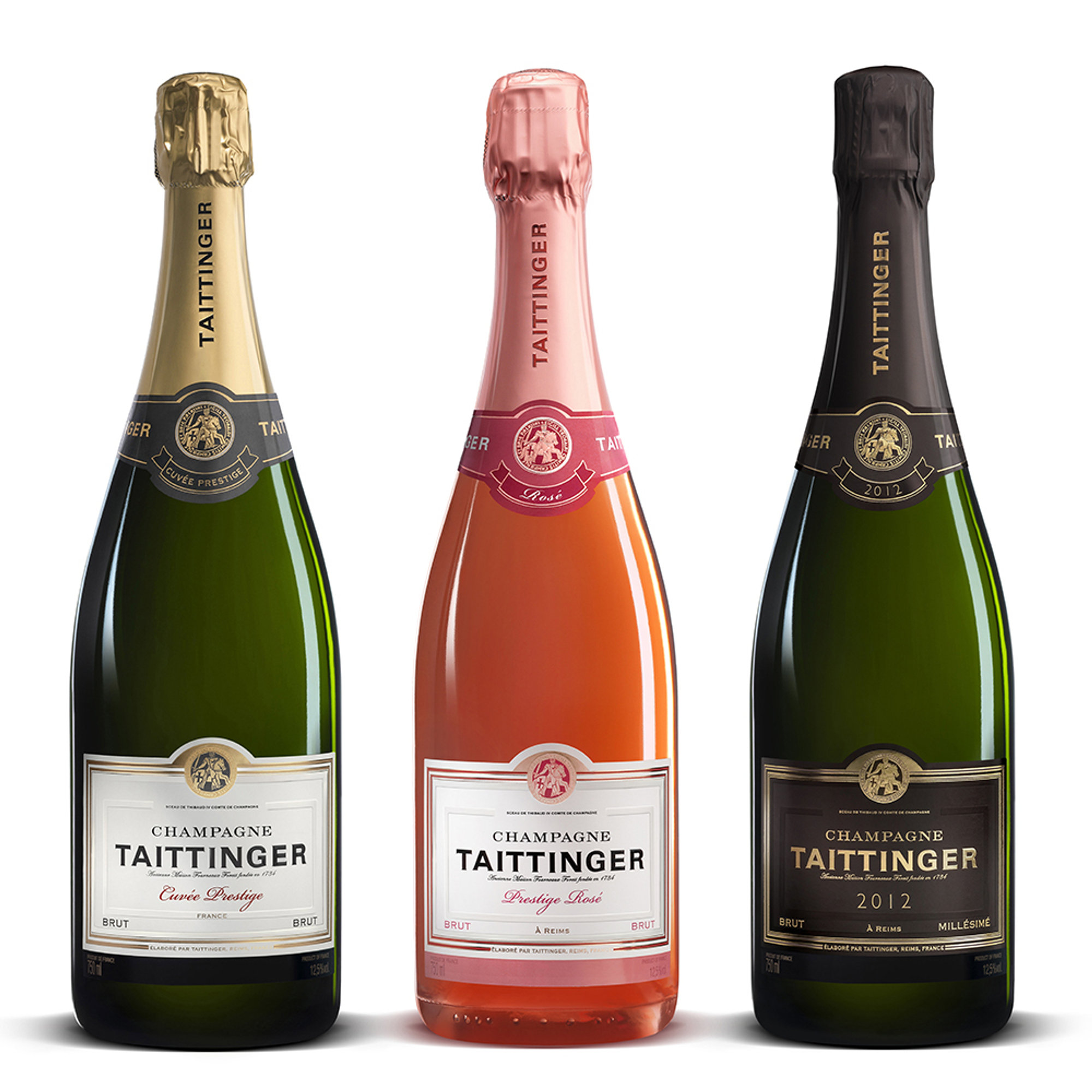 3 bottiglie miste: Brut Prestige - Brut Prestige Rosé - Brut Millésimé 2014 Taittinger vista0