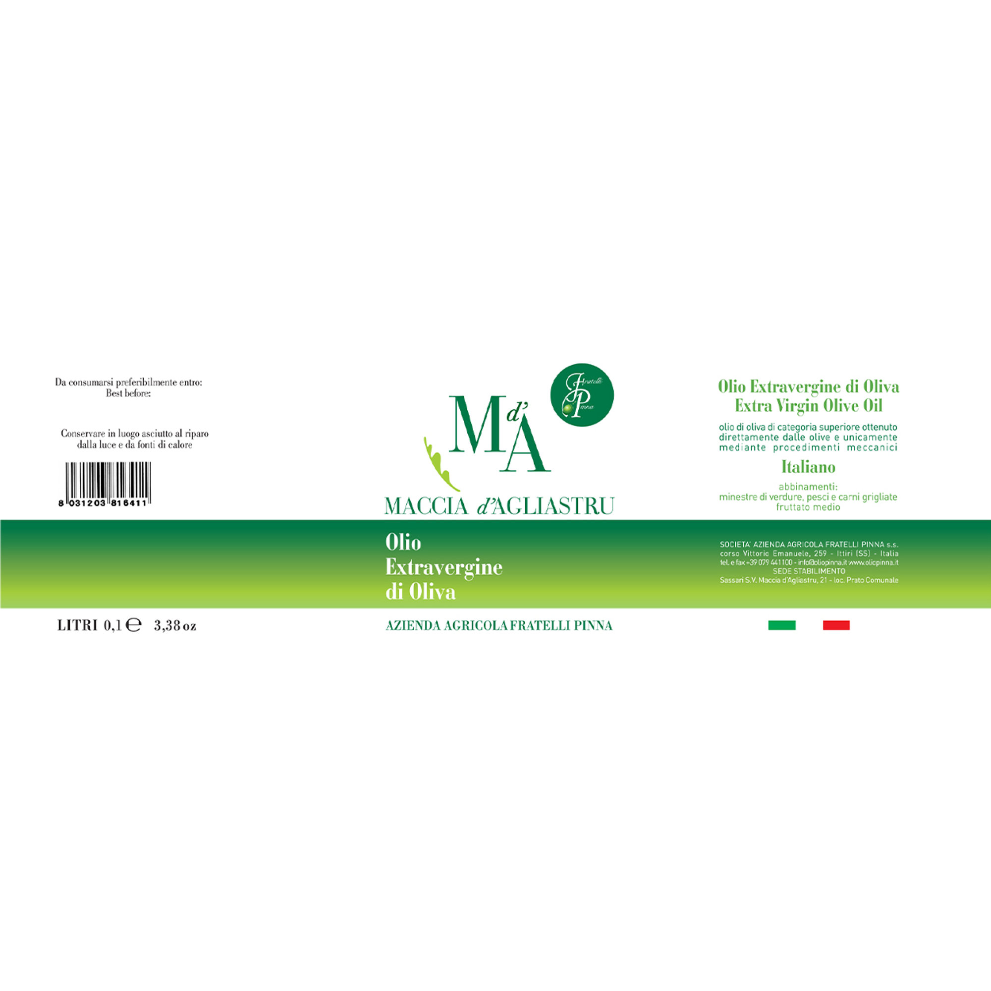 24 lattine "Mignon" 100 ml - Olio EVO Maccia d'Agliastru Pinna vista2