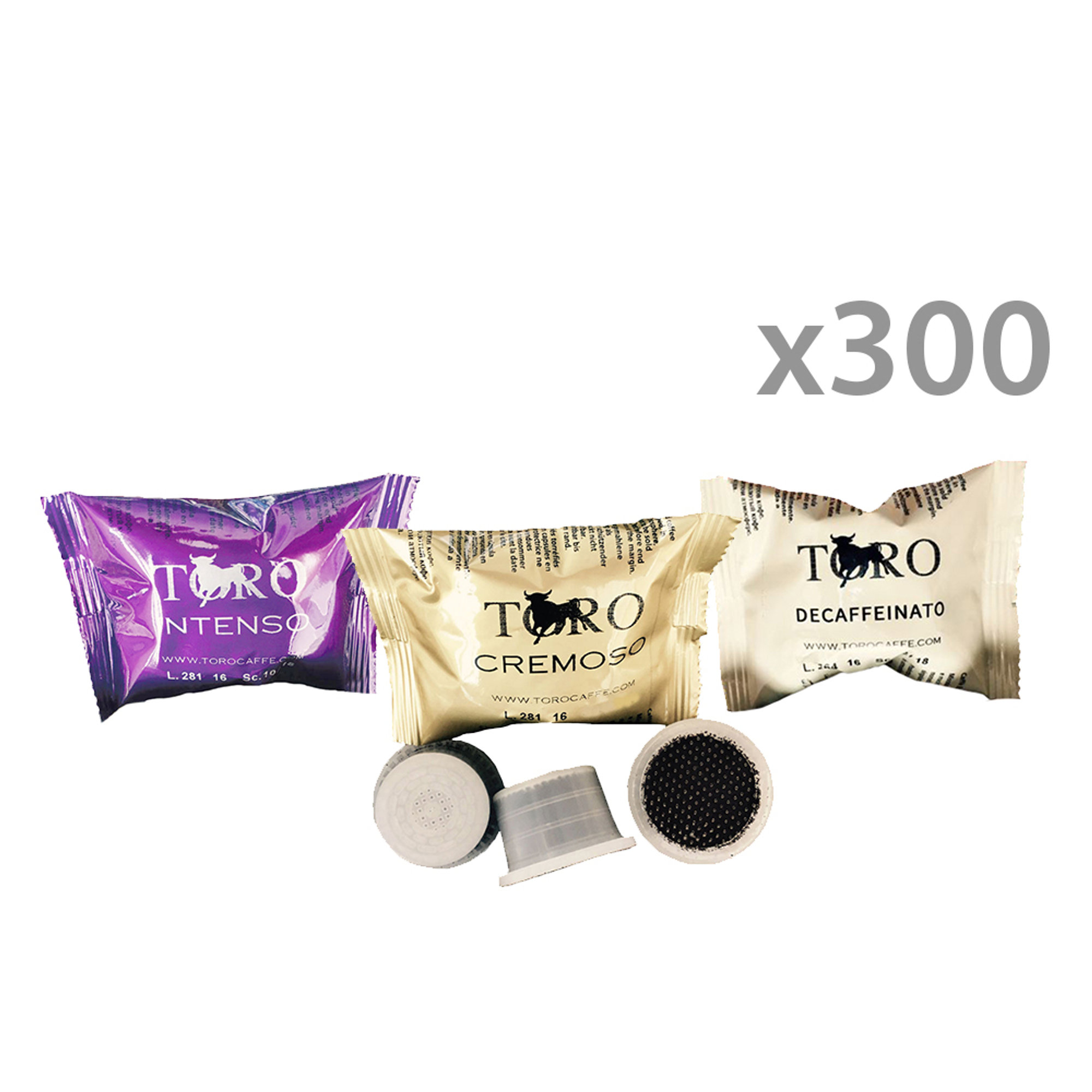 300 capsules Uno System : 100 Intense - 100 Crémeux - 100 Deca Toro Caffè vista0