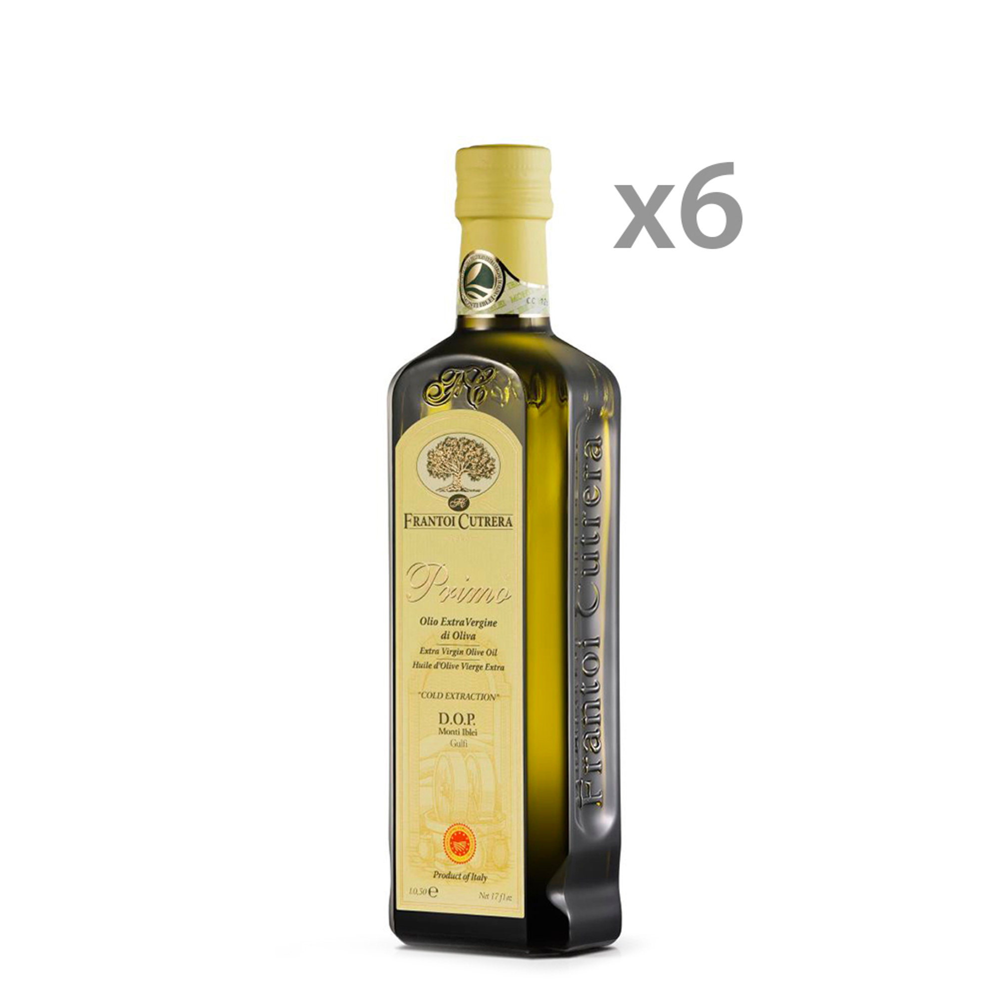 6 flaskor 0,5 l - Olivolja EVO Primo DOP Monti Iblei Frantoi Cutrera vista0