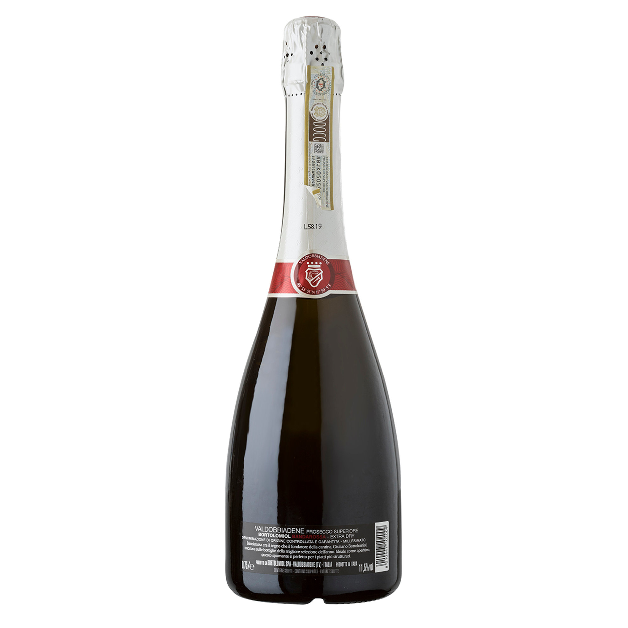 3 bottiglie - "Bandarossa" Valdobbiadene Prosecco Superiore DOCG Extra Dry millesimato Bortolomiol vista1