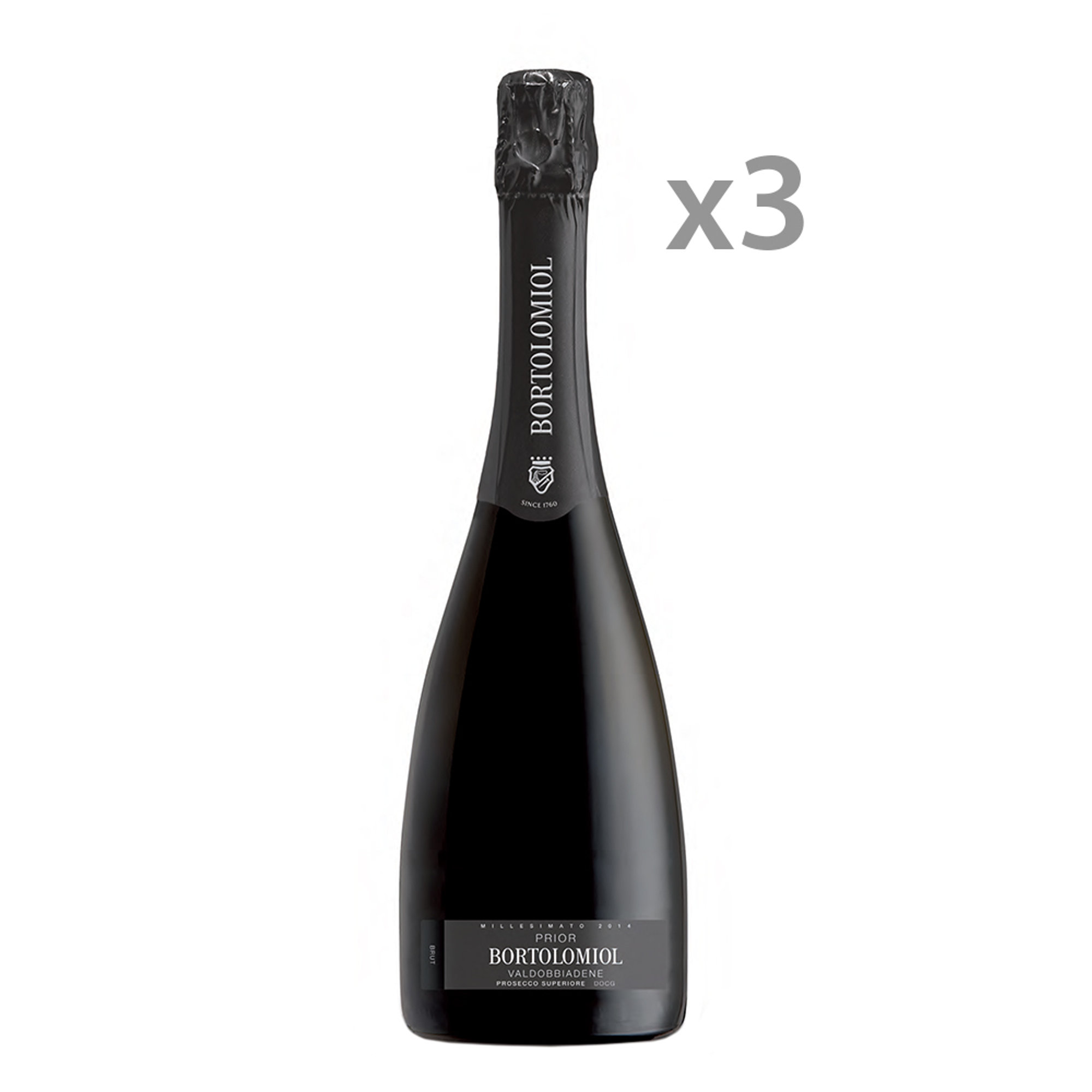 3 bottiglie - "Prior" Valdobbiadene Prosecco Superiore DOCG Brut Millesimato Bortolomiol vista0