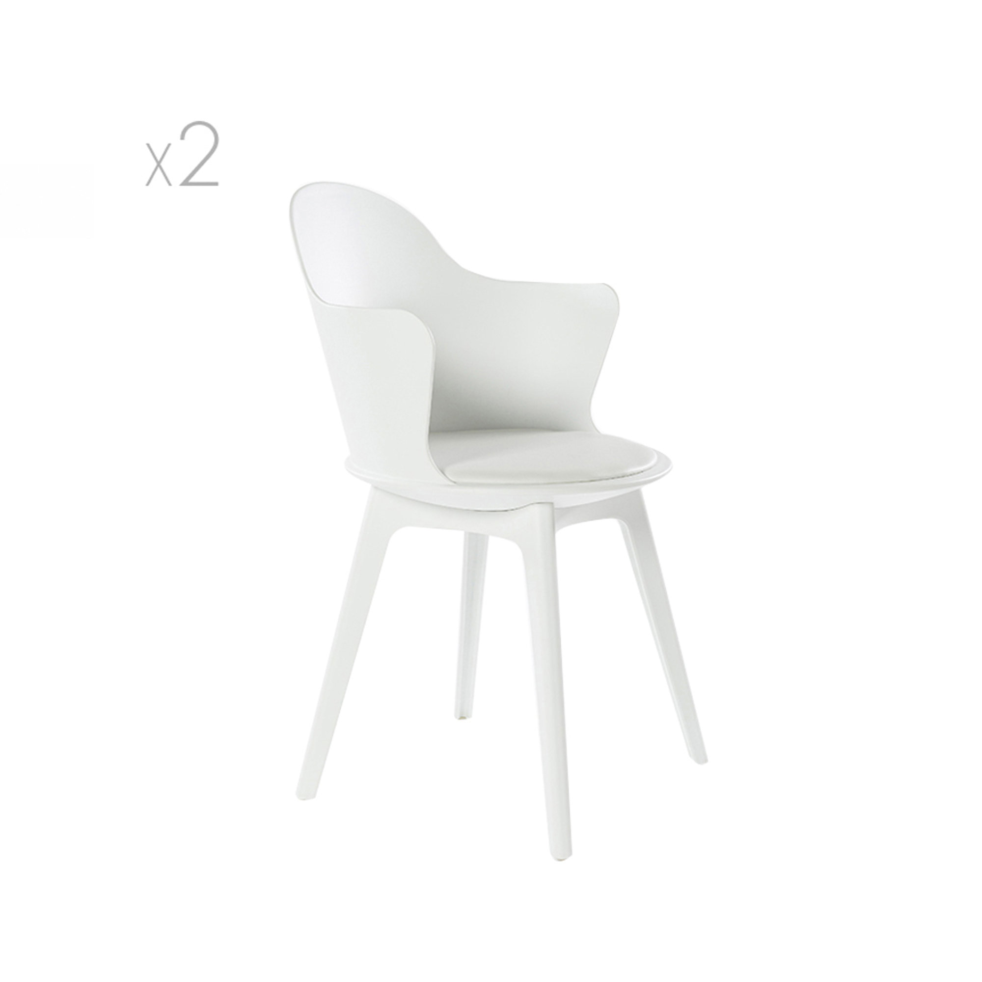 Set da 2 sedie pranzo con braccioli VARSAVIA, bianco Unico Milano vista0