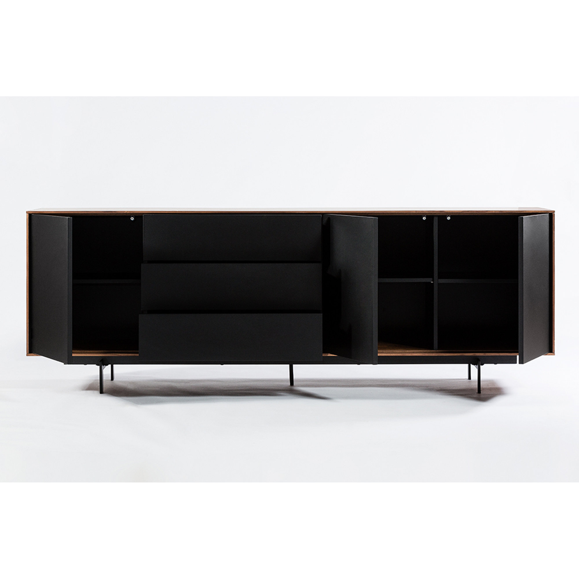 Credenza 3 ante 3 cassetti SIVIGLIA, nero Unico Milano vista1