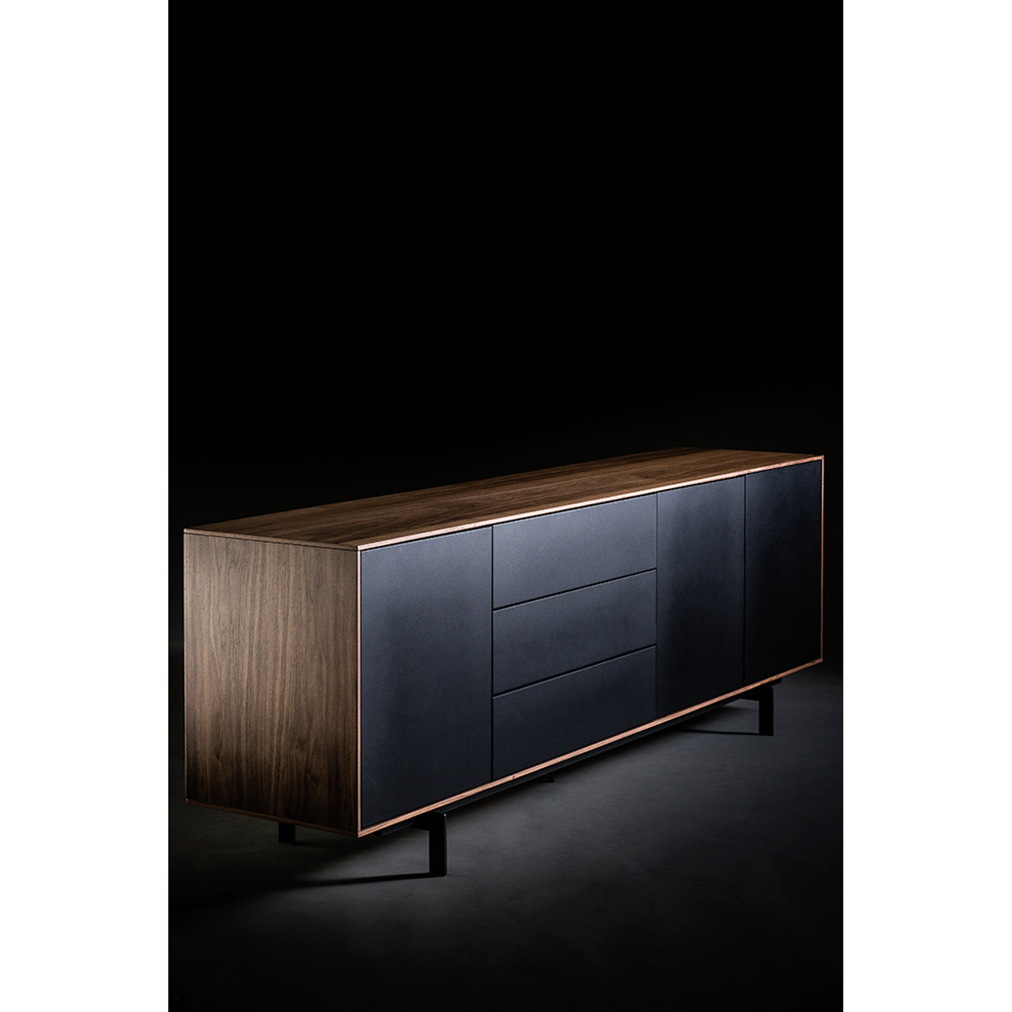 Credenza 3 ante 3 cassetti SIVIGLIA, nero Unico Milano vista3