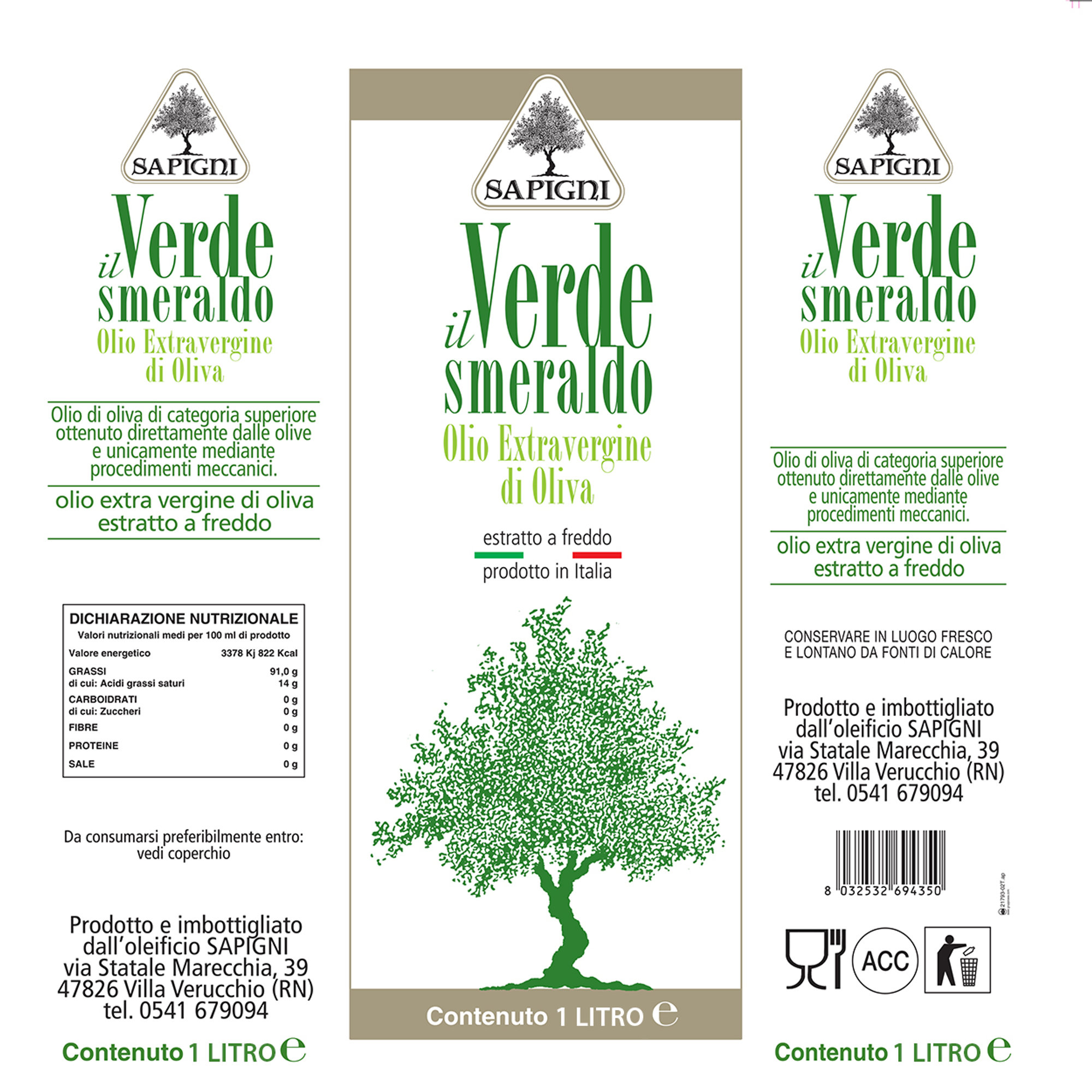 3 latte da 1 lt: Fruttato - Solatìo - Verde Smeraldo Oleificio Sapigni vista6