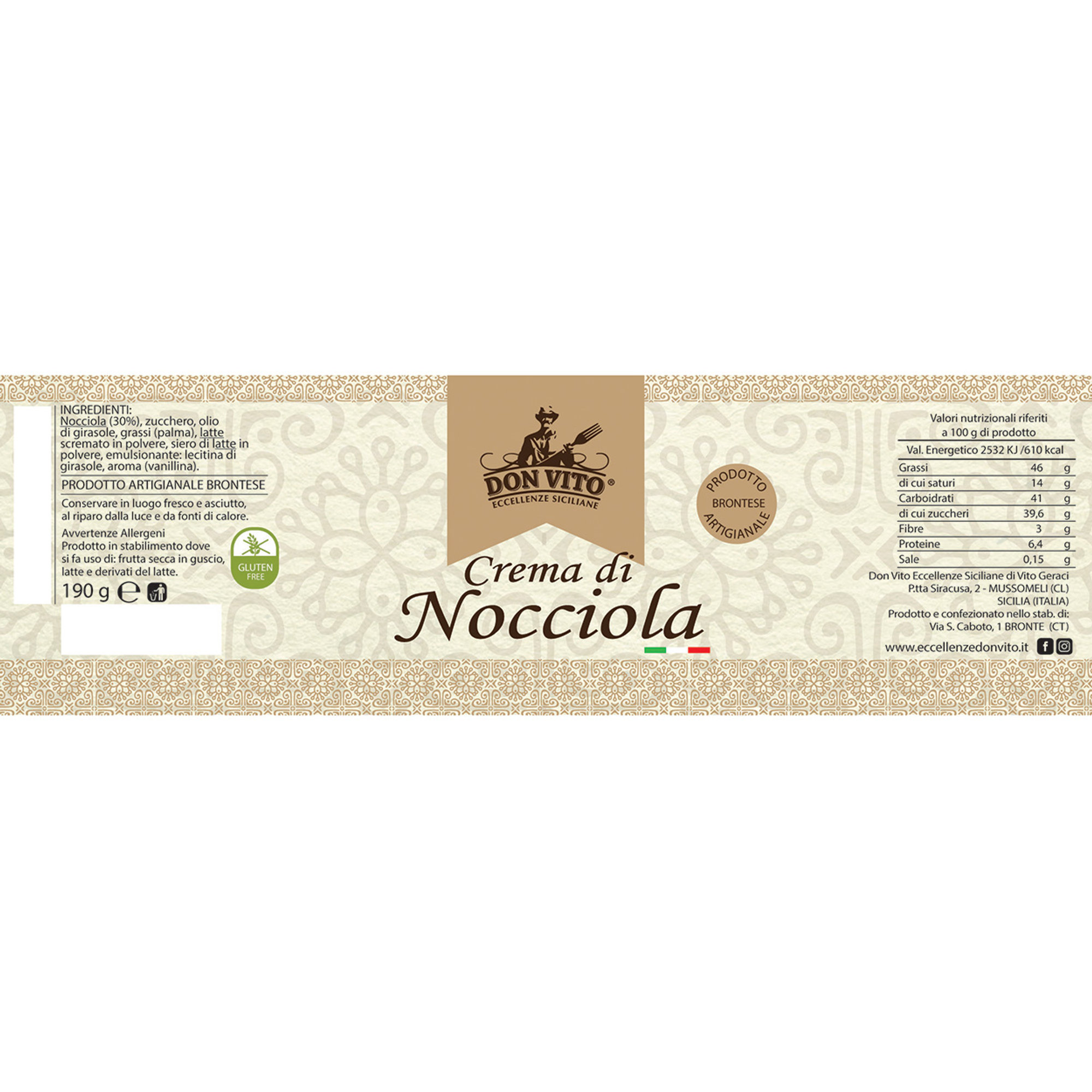 6 vasetti misti da 190 gr: 2 Crema di Pistacchio - 2 Crema di Nocciola - 2 Crema di Mandorla Don Vito - Eccellenze Siciliane vista4
