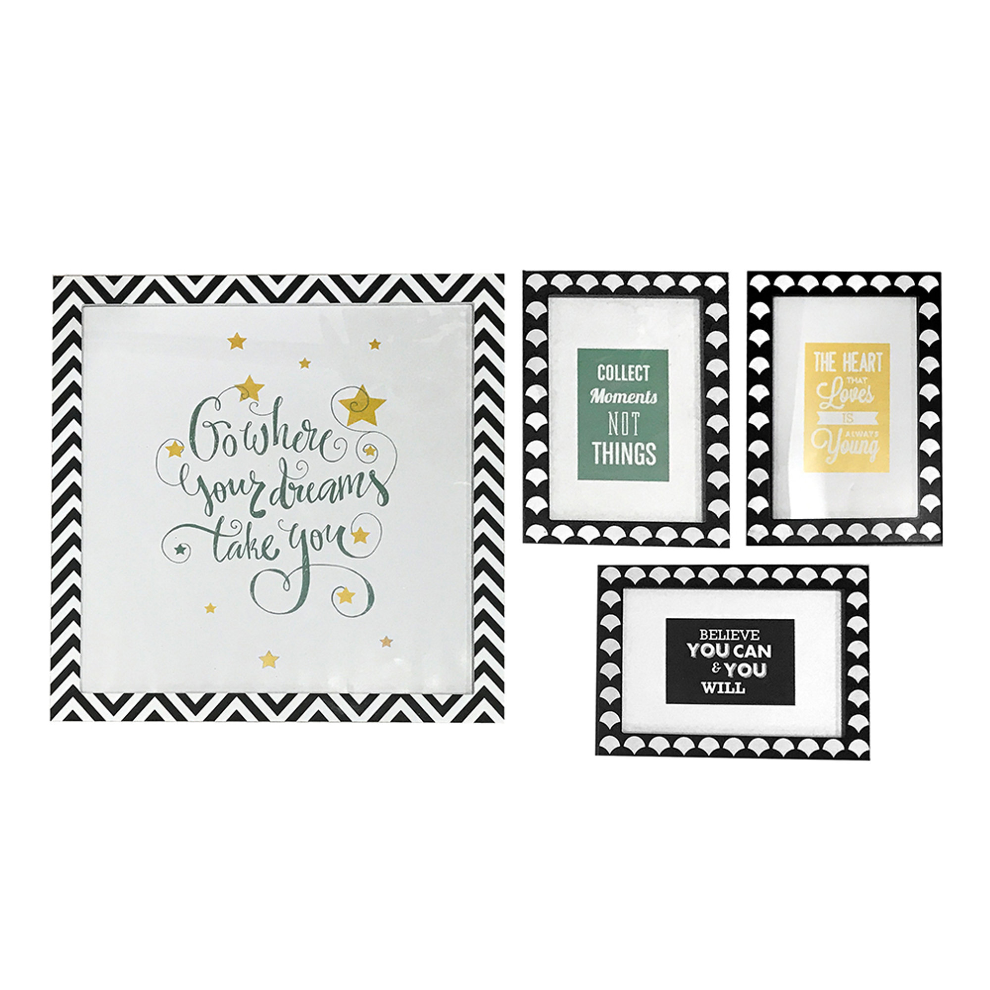 Set 4 cornici Maison C2, nero/bianco/fantasia. Cameretta dei sogni vista0