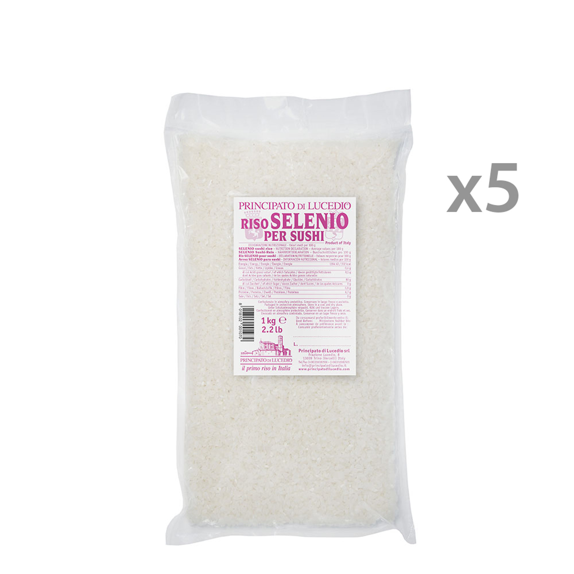 5 confezioni - Riso Selenio per Sushi 1 kg Principato di Lucedio vista0