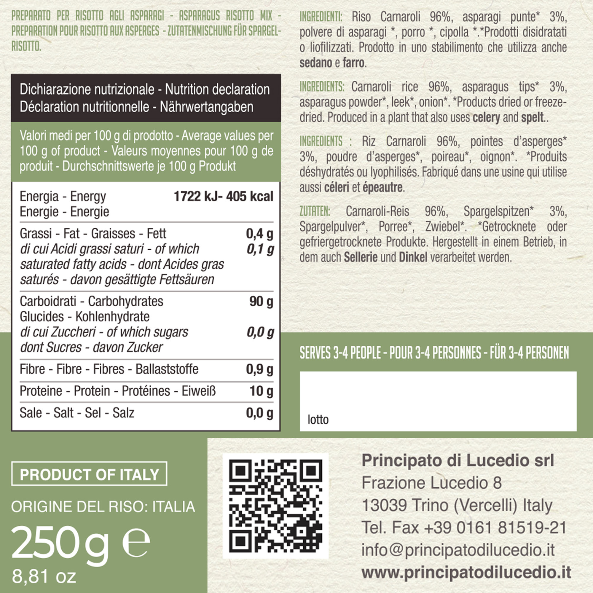 9 confezioni miste 250 gr: Risotto Asparagi - Risotto Erbe Principato di Lucedio vista2