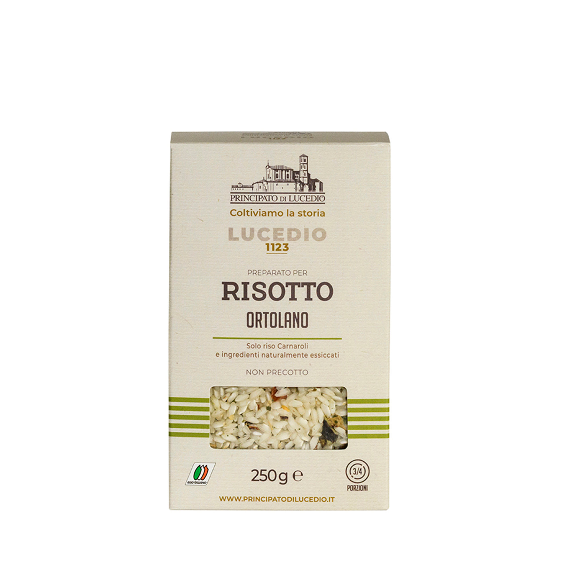 9 gemischte Packungen à 250 g: Risotto Ortolano - Risotto mit Steinpilzen und Auberginen Principato di Lucedio vista1