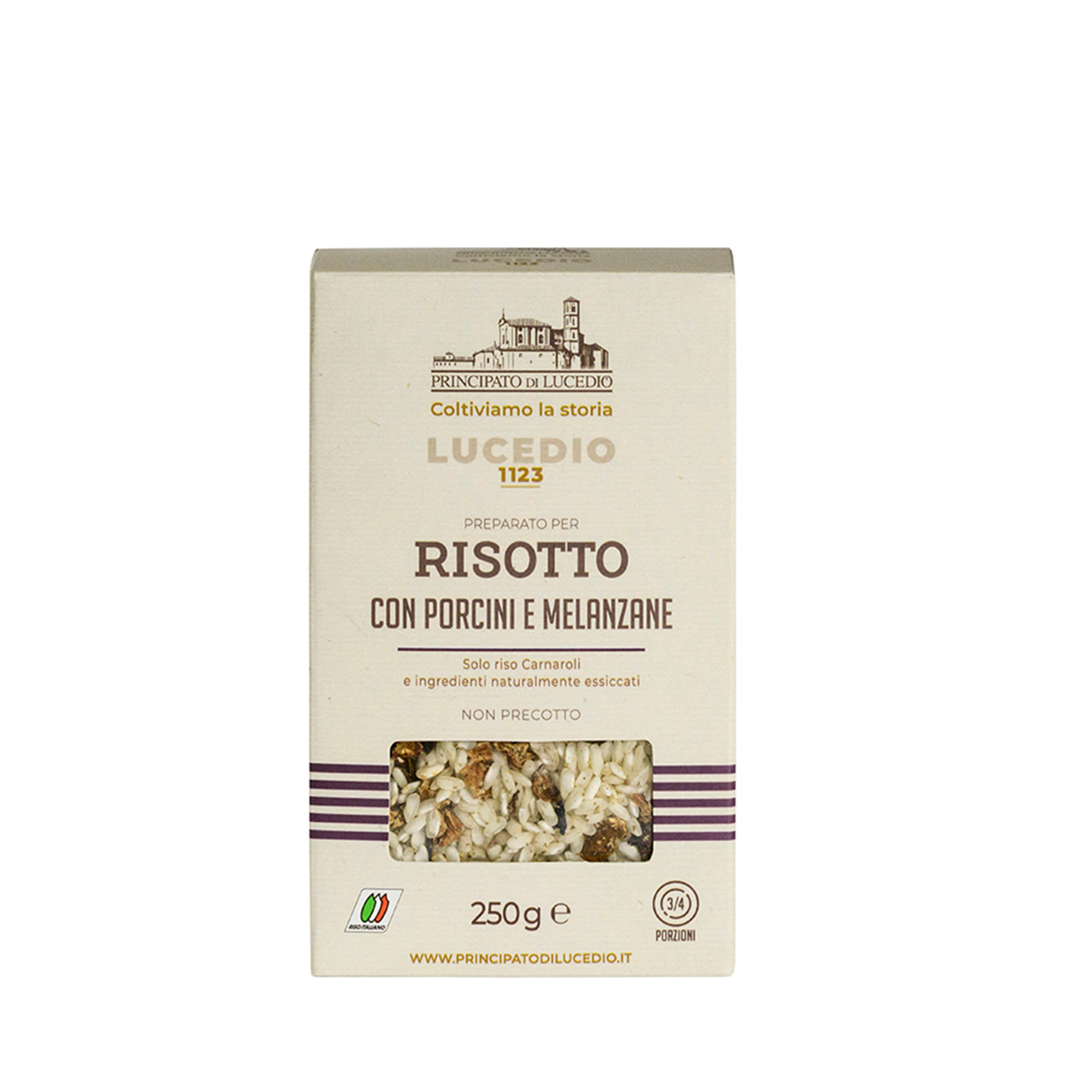 9 gemischte Packungen à 250 g: Risotto Ortolano - Risotto mit Steinpilzen und Auberginen Principato di Lucedio vista3
