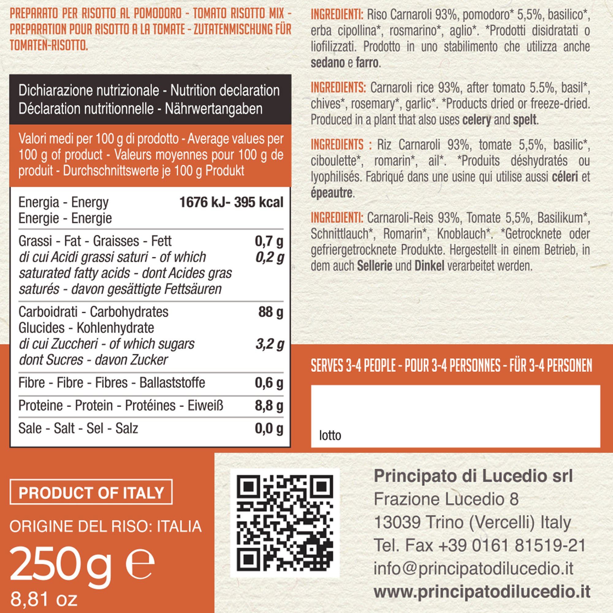 9 confezioni miste 250 gr: Risotto Pomodoro - Risotto Porcini e Melanzane Principato di Lucedio vista2