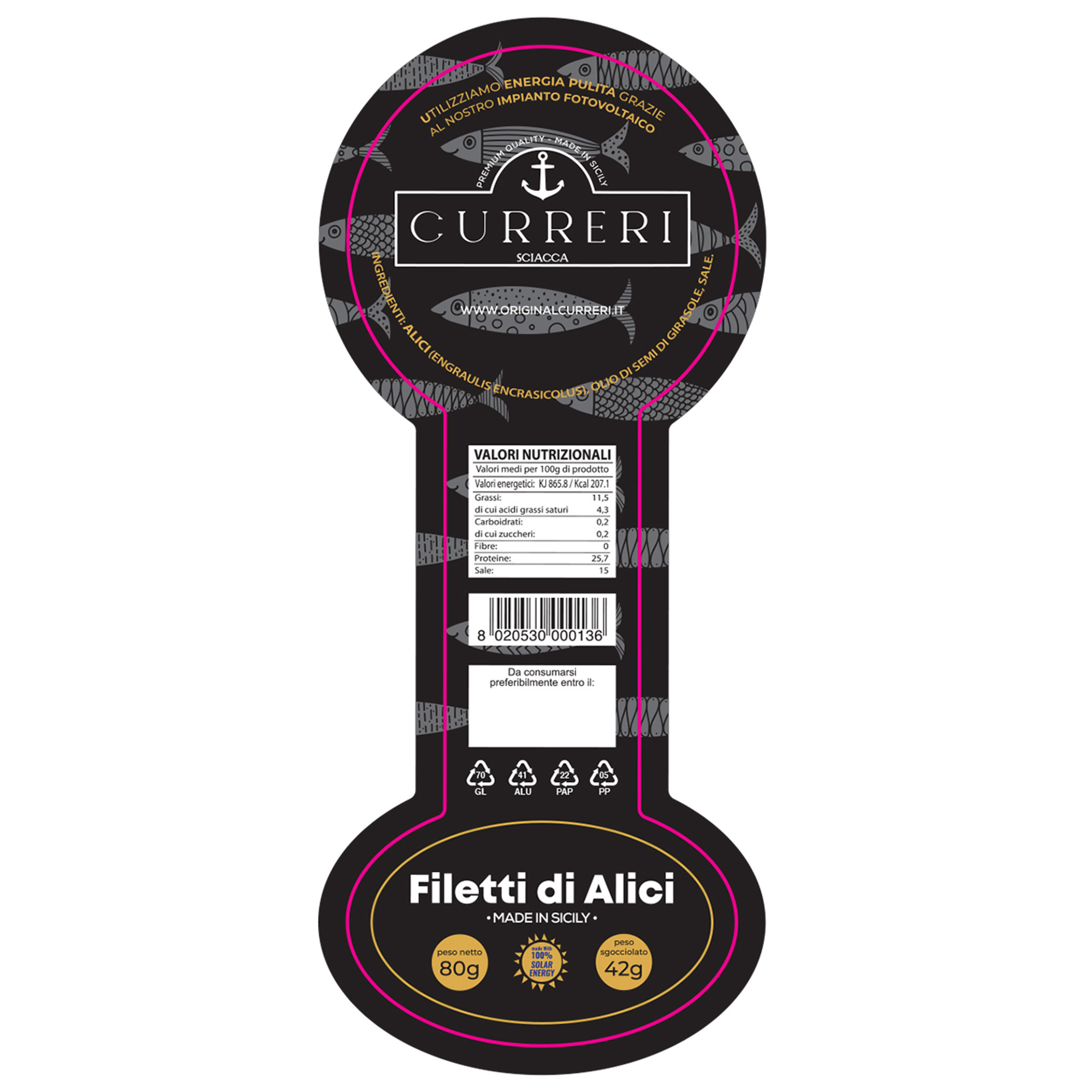 Filetti di Alici - 12 anfore 80 gr Curreri vista1