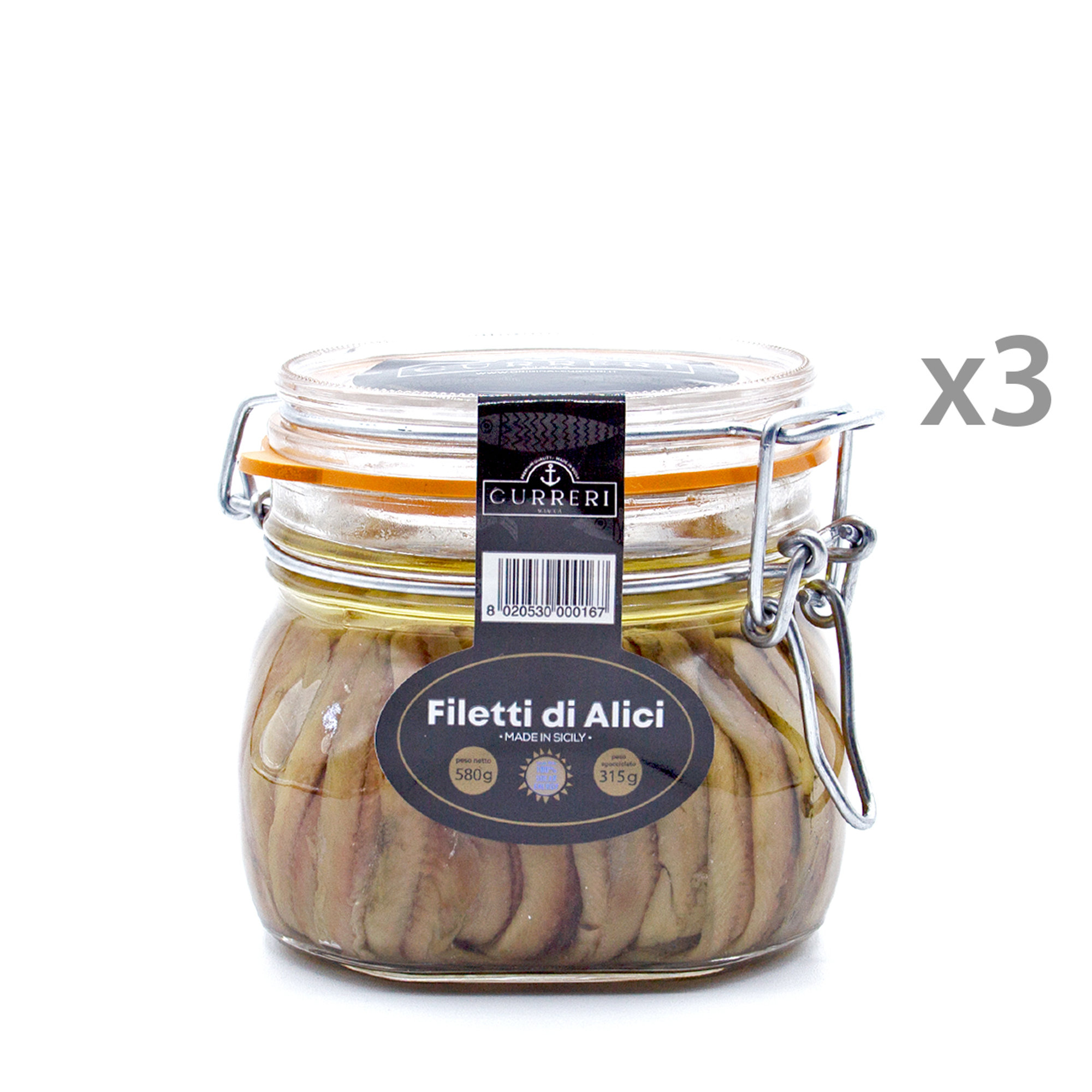 Filetti di Alici - 3 vasetti 580 gr Curreri vista0