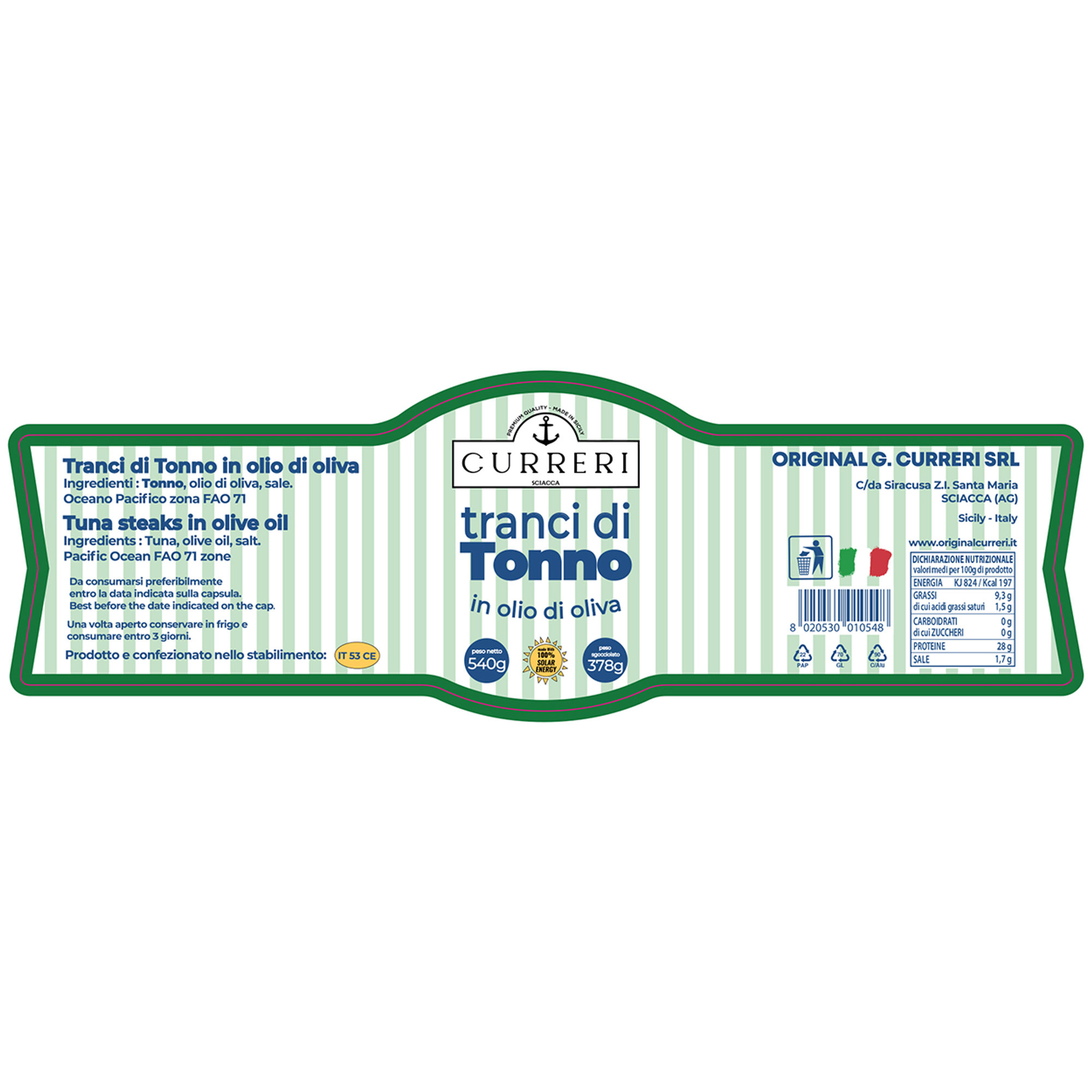 Tranci di Tonno - 6 vasetti 540 gr Curreri vista1