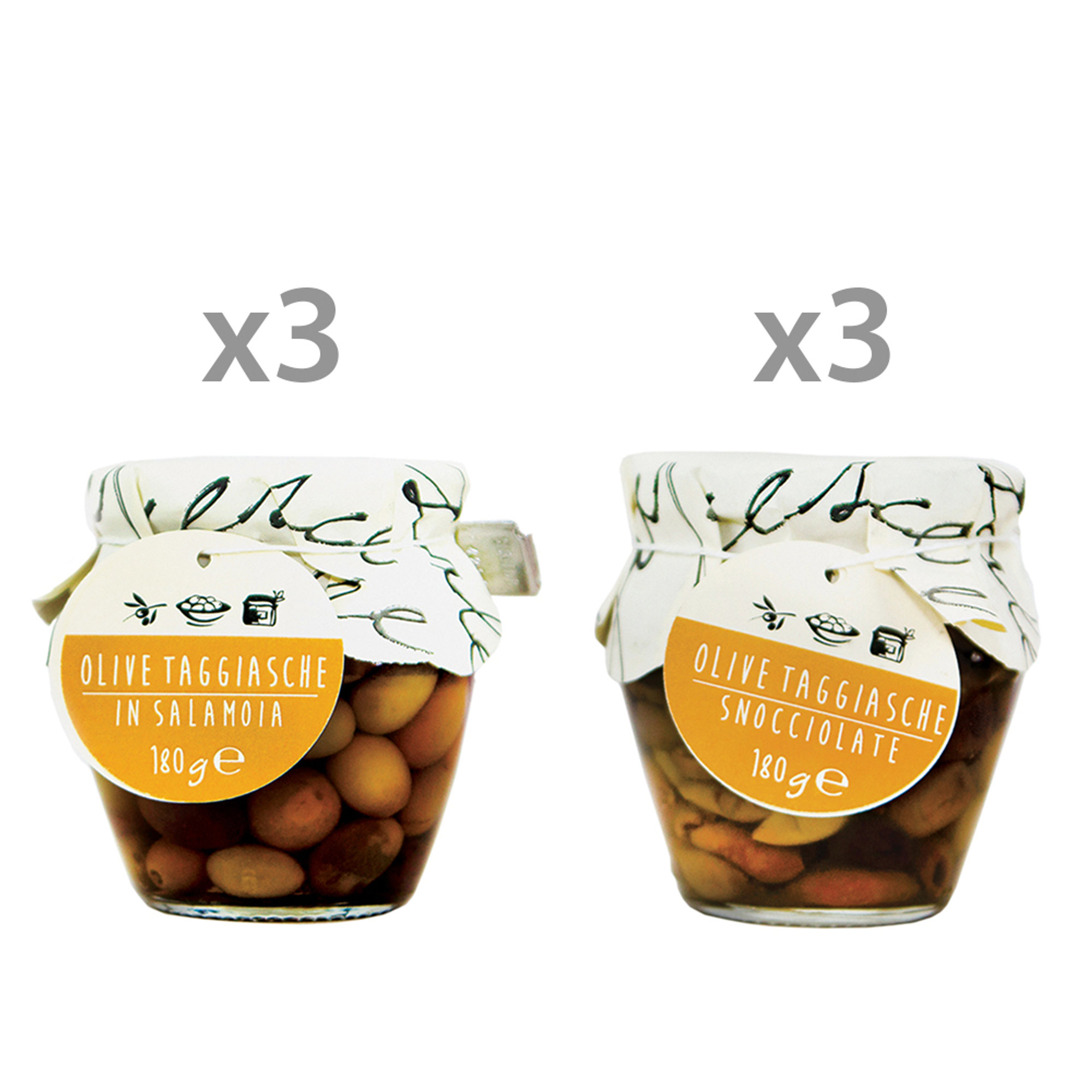 6 orci misti: Olive in Salamoia 180 gr - Olive Denocciolate 180 gr La Bella Angiolina vista0