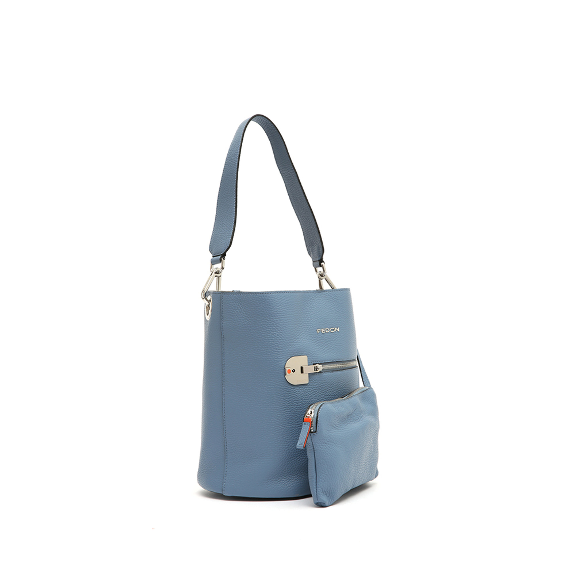 Borsa a secchiello azzurra Fedon  vista2
