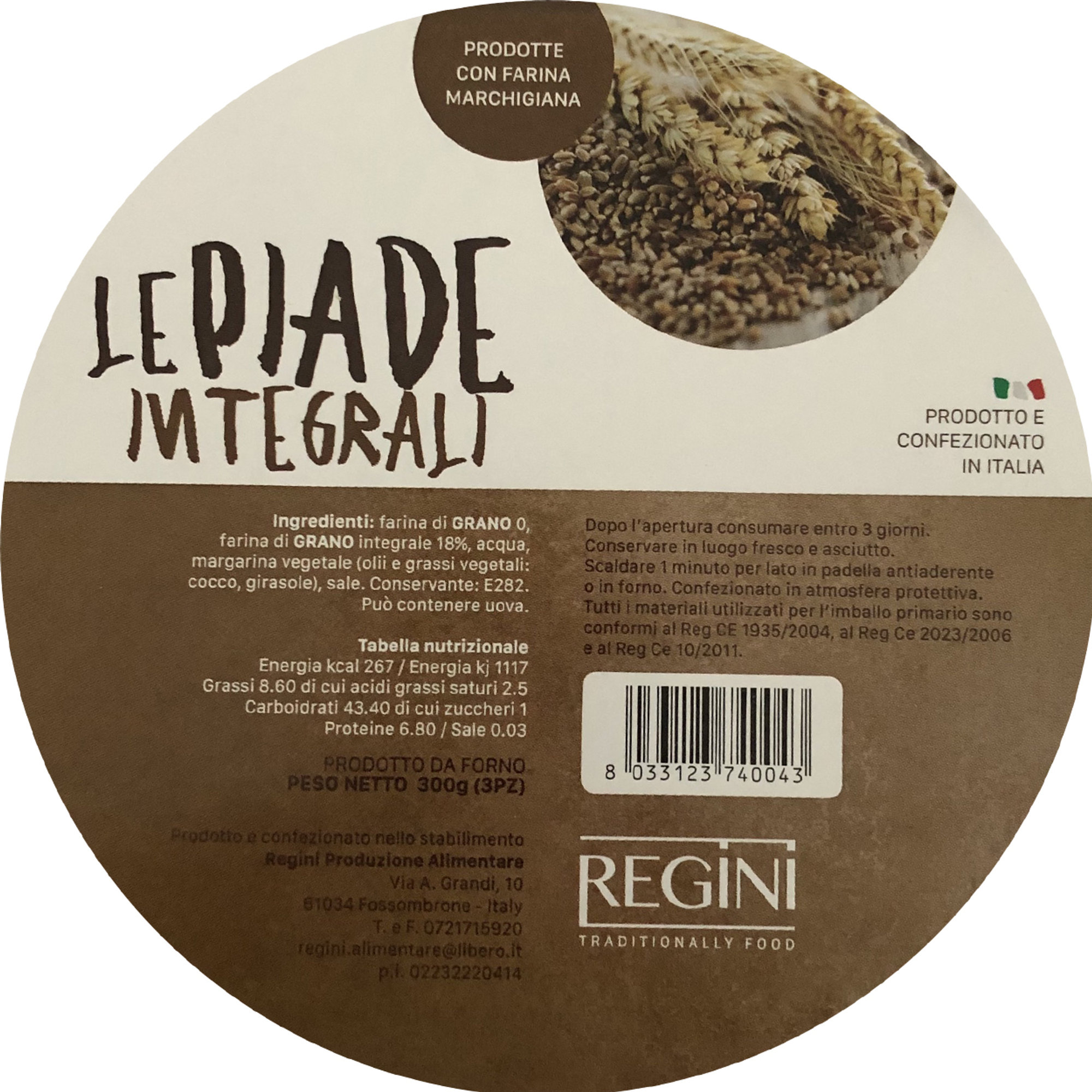 15 confezioni miste: 5 Cresce Marchigiane - 5 Piadine - 5 Piadine Integrali Regini vista5