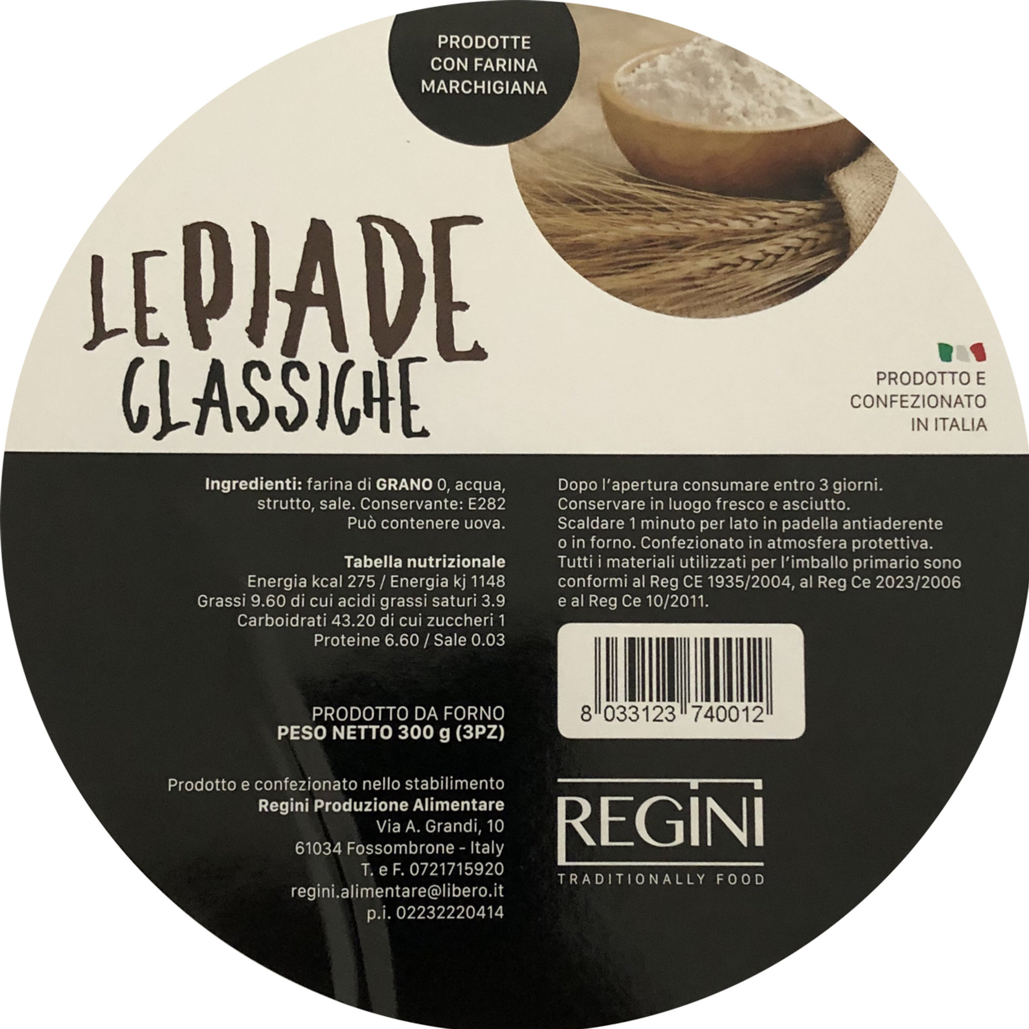 15 confezioni miste: 5 Cresce sfogliate - 5 Piadine - 5 Cresce Marchigiane Regini vista6