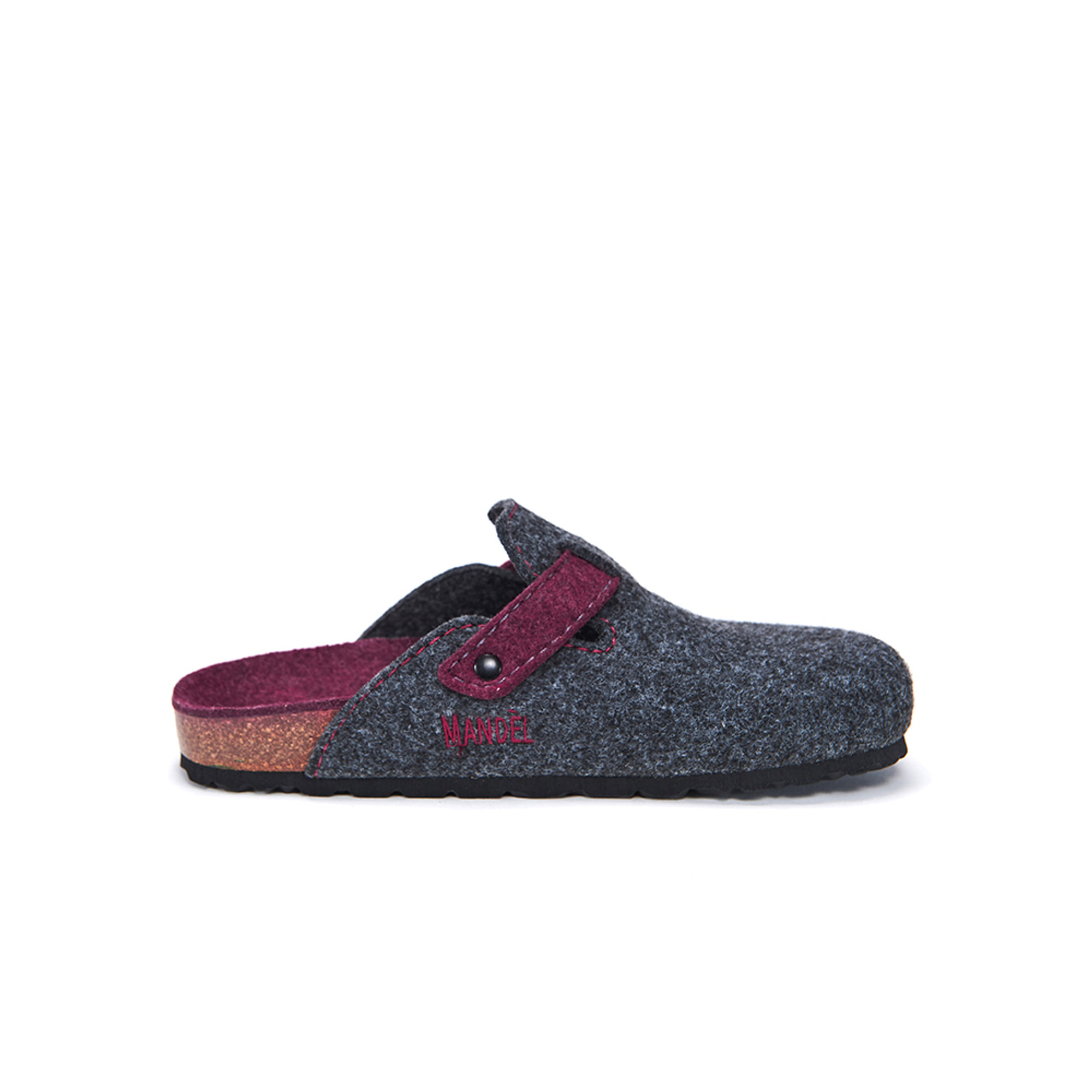 Sabot unisex grigio e bordeaux Mandel vista7