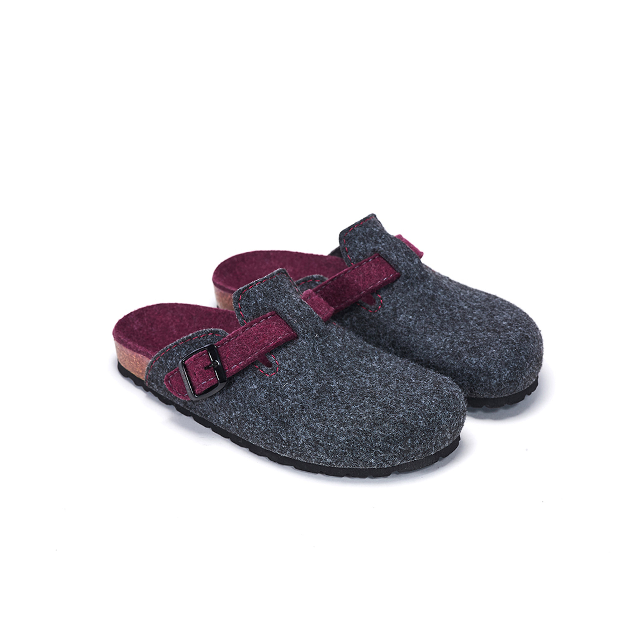 Sabot unisex grigio e bordeaux Mandel vista1