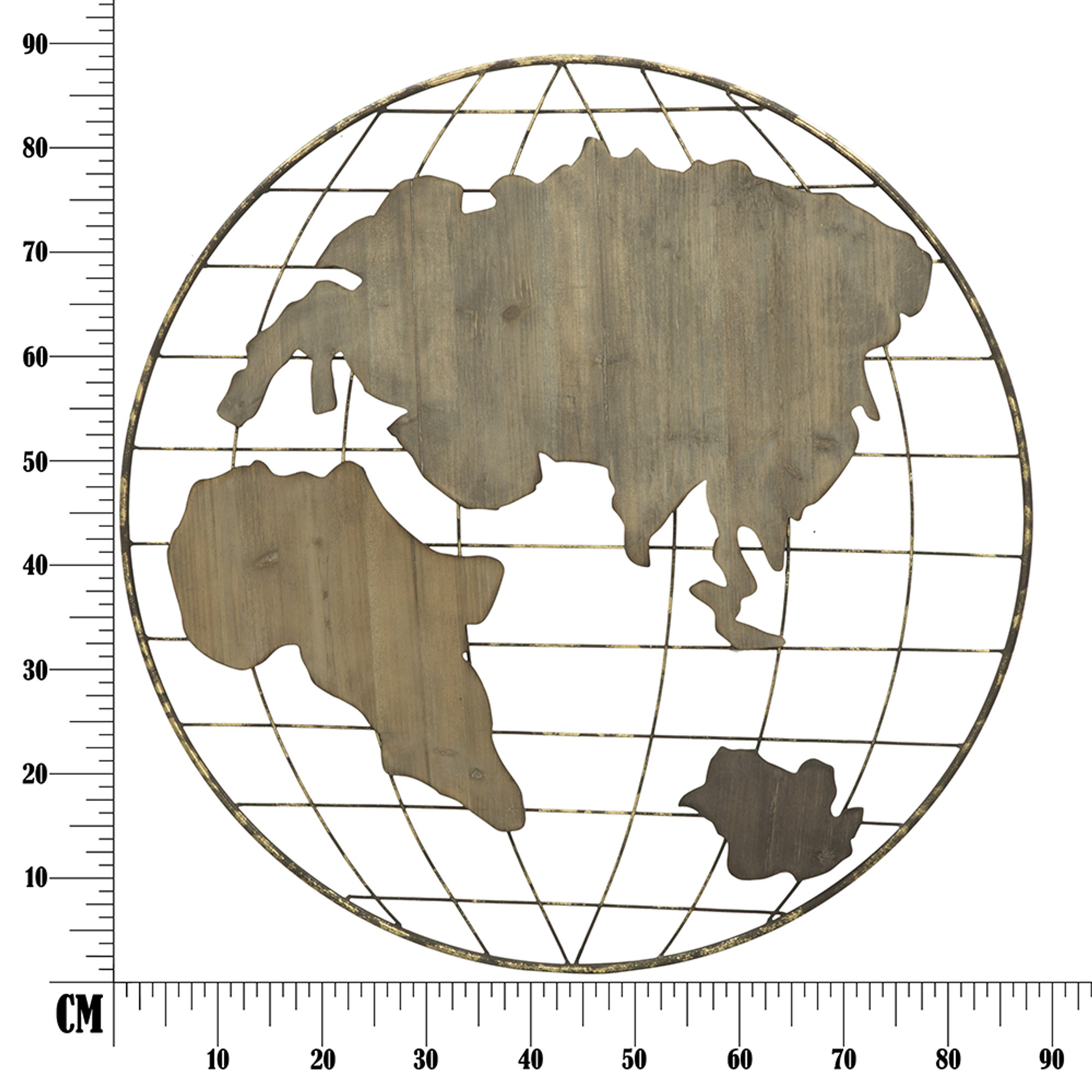 Pannello Mappamondo in ferro e legno Ø88 Officine 55 - 2019 vista5