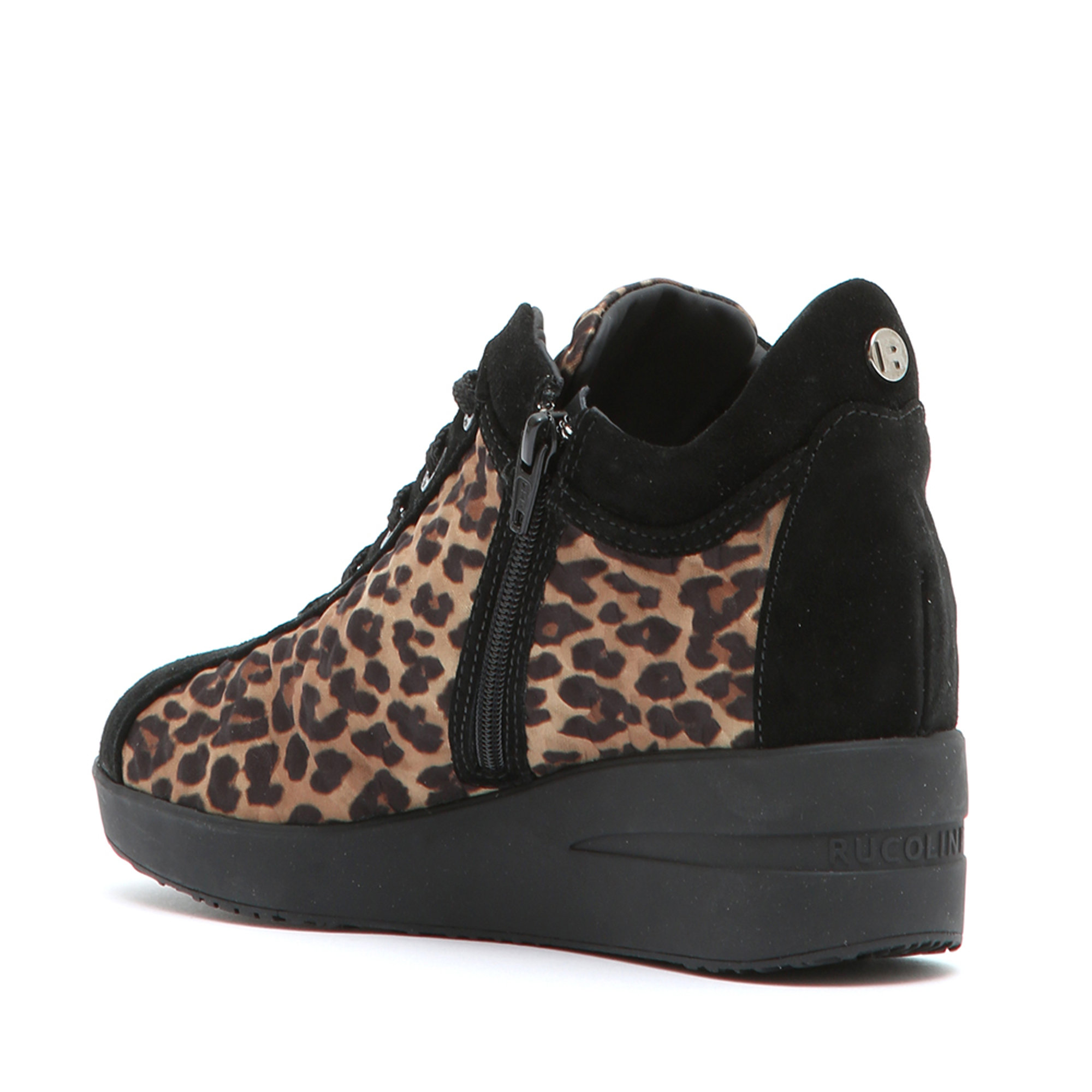 Sneakers con inserti leopardati nere Rucoline vista3