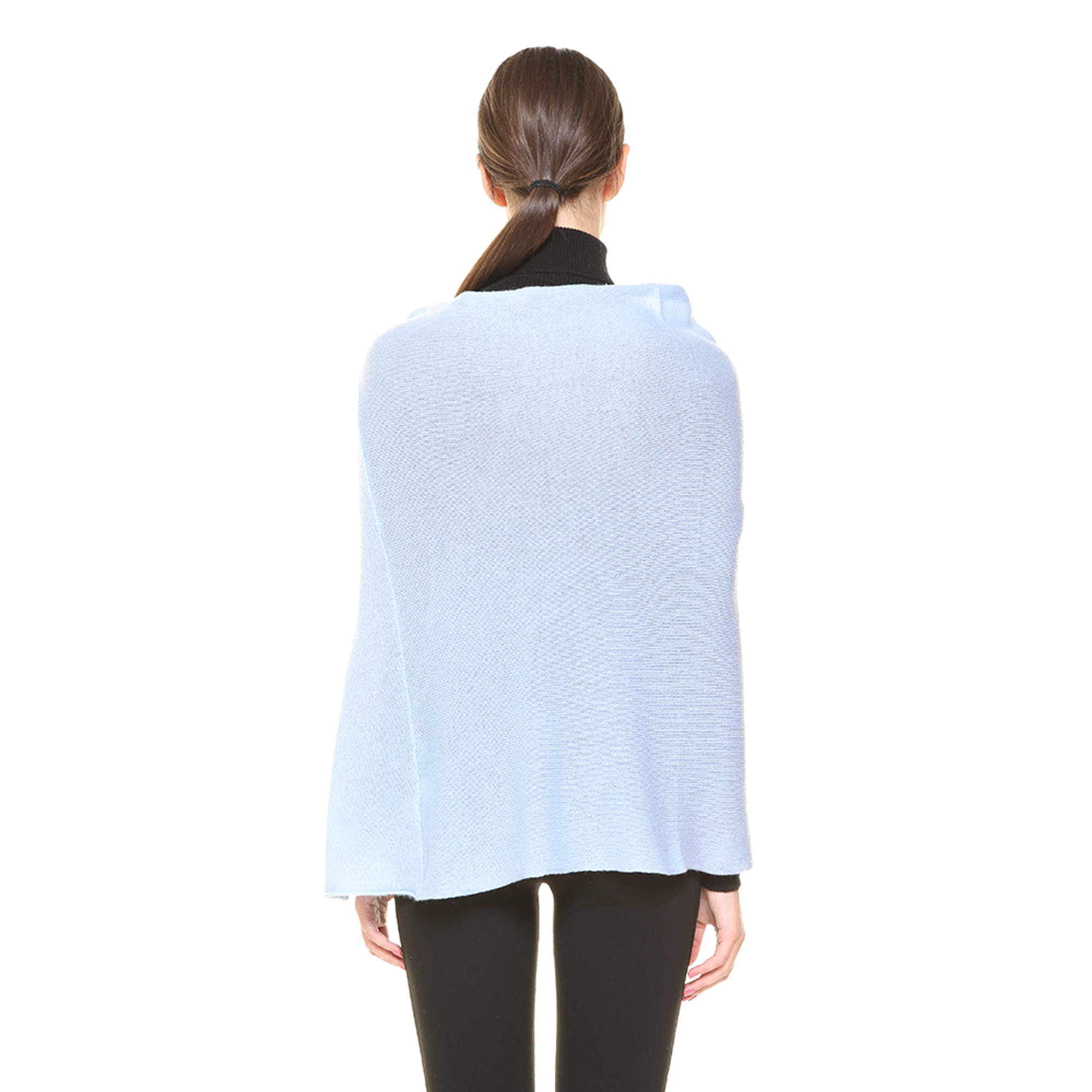 Poncho in cashmere celeste 100% CASHMERE  vista2