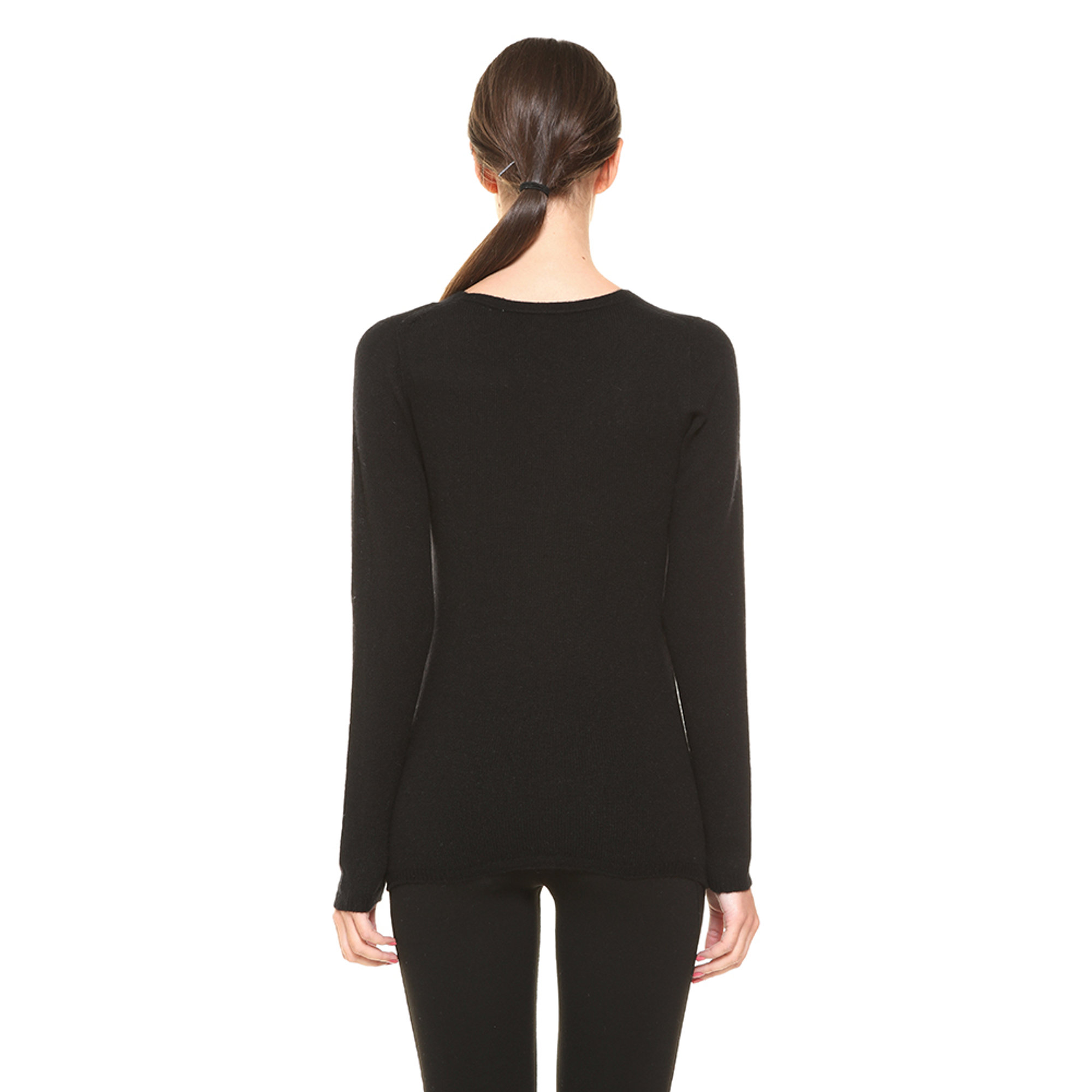 Maglia con scollo v nera 100% CASHMERE  vista2