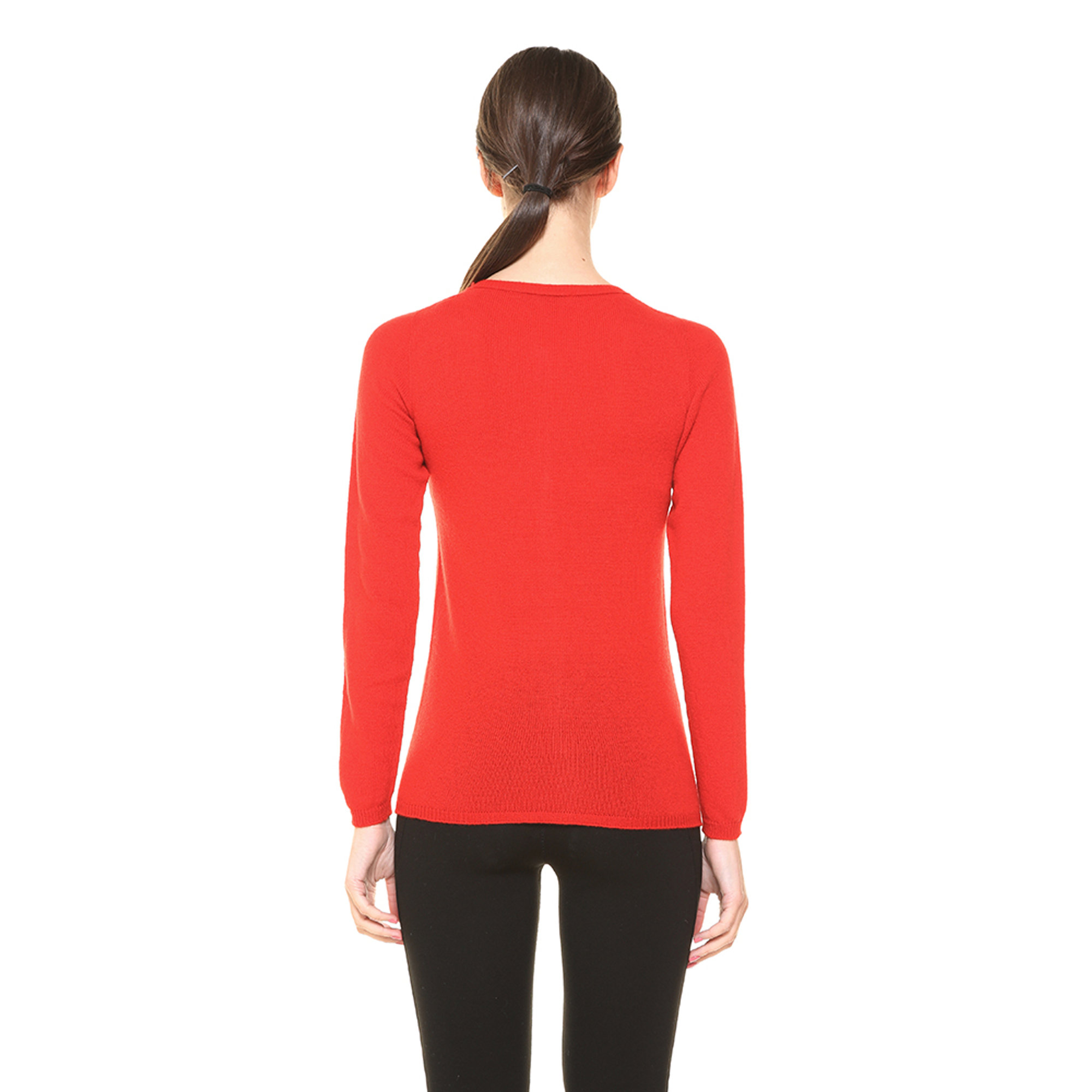 Cardigan rosso corallo 100% CASHMERE  vista3
