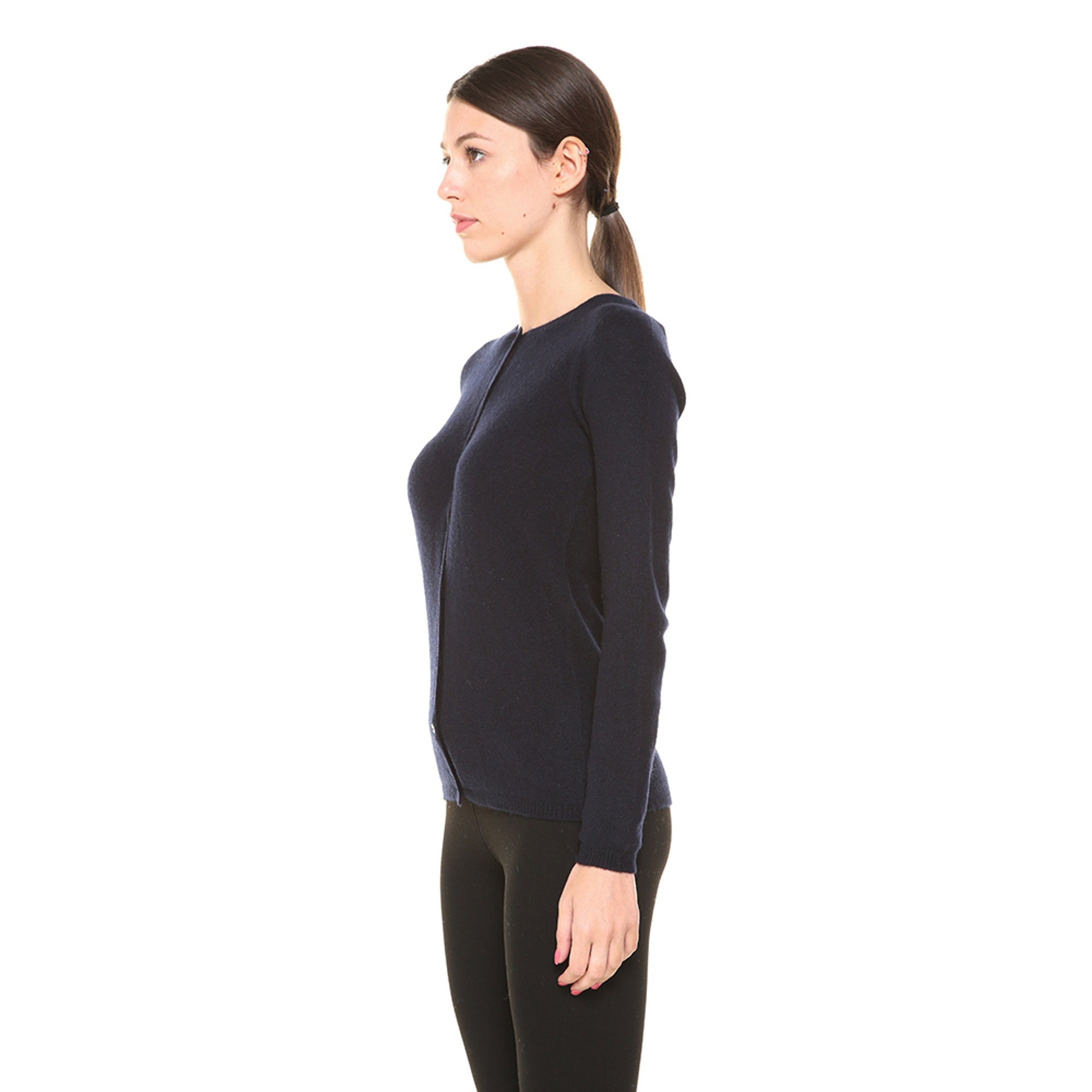 Cardigan blu 100% CASHMERE  vista2