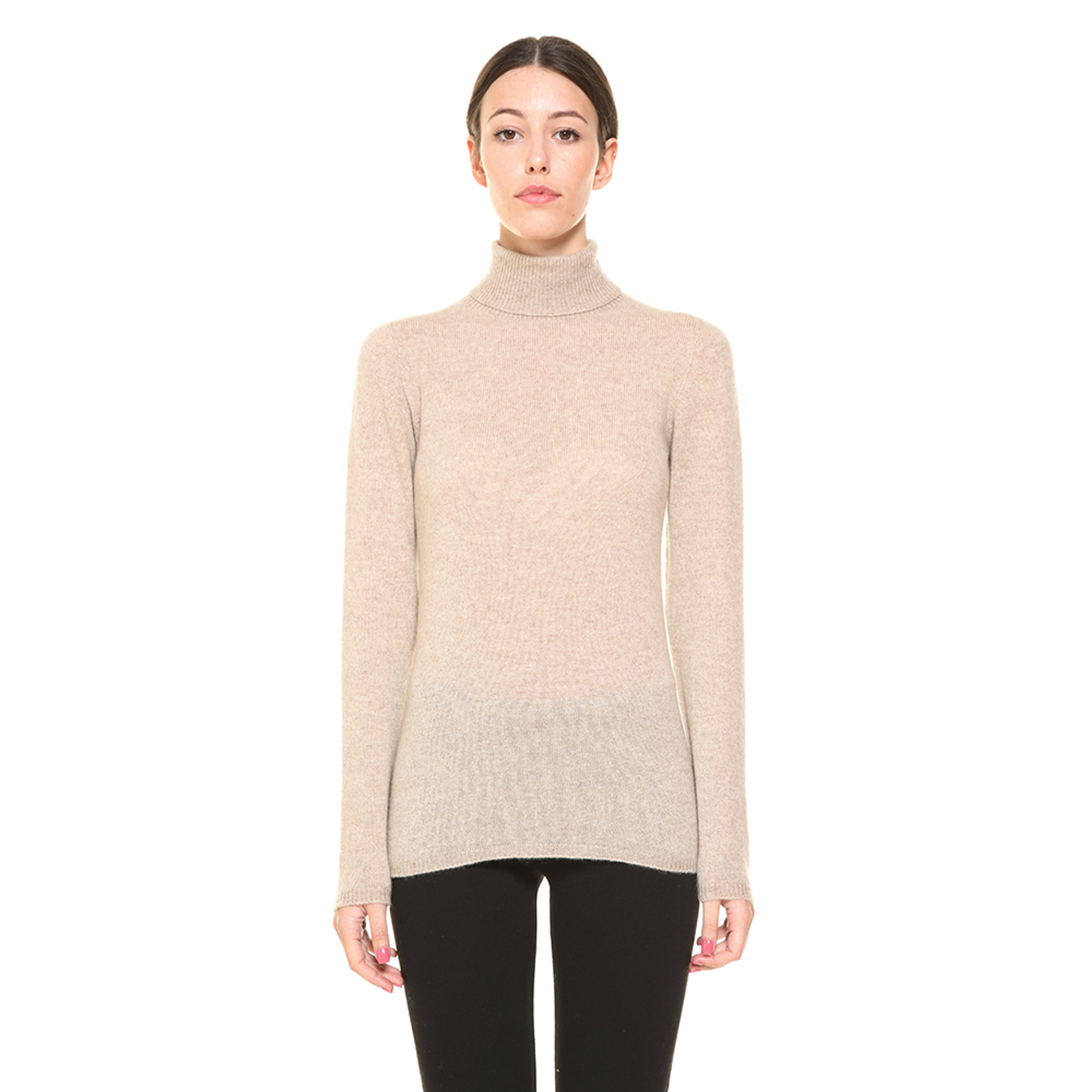 Maglia dolcevita beige corda 100% CASHMERE  vista0