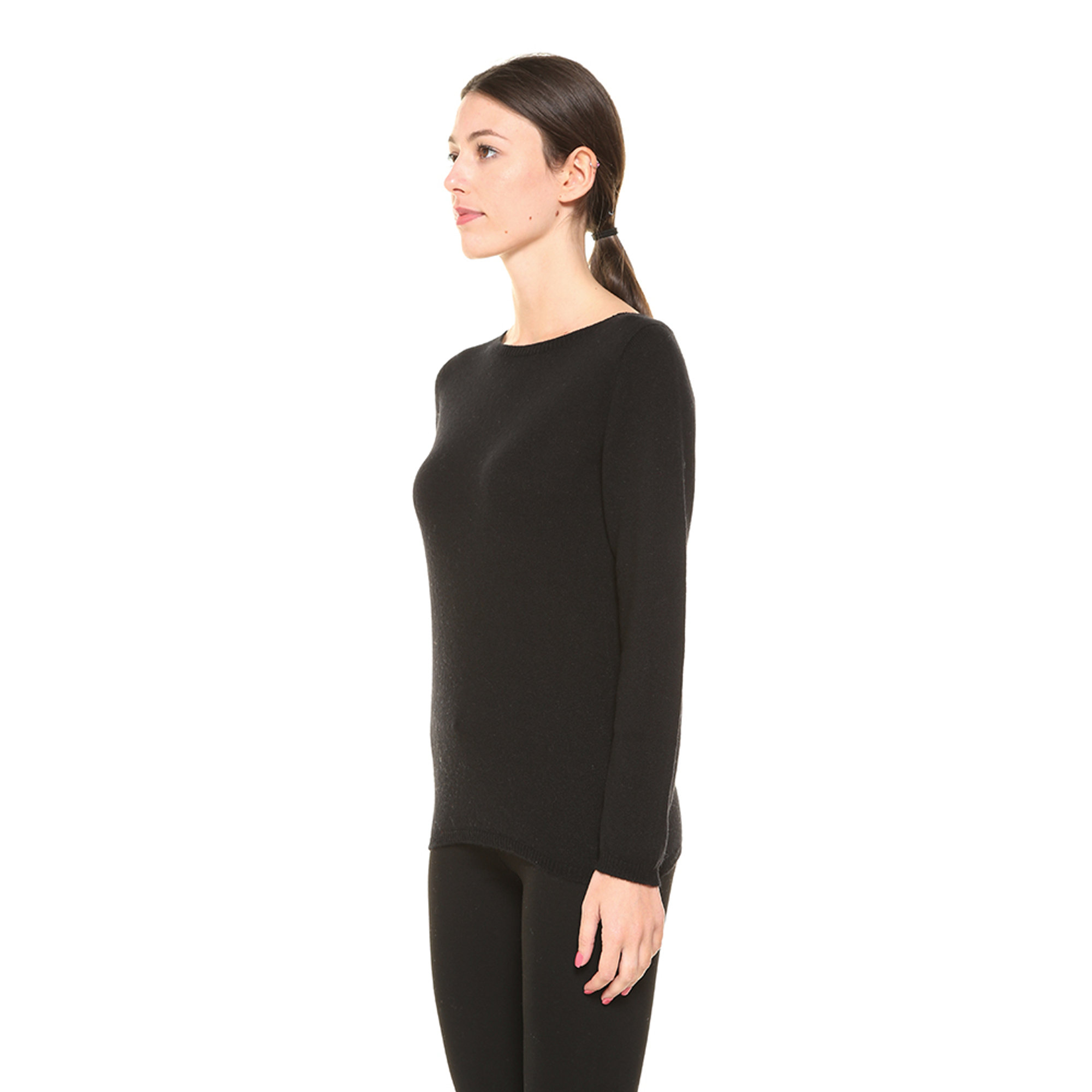 Maglia con collo a barca nera 100% CASHMERE  vista1