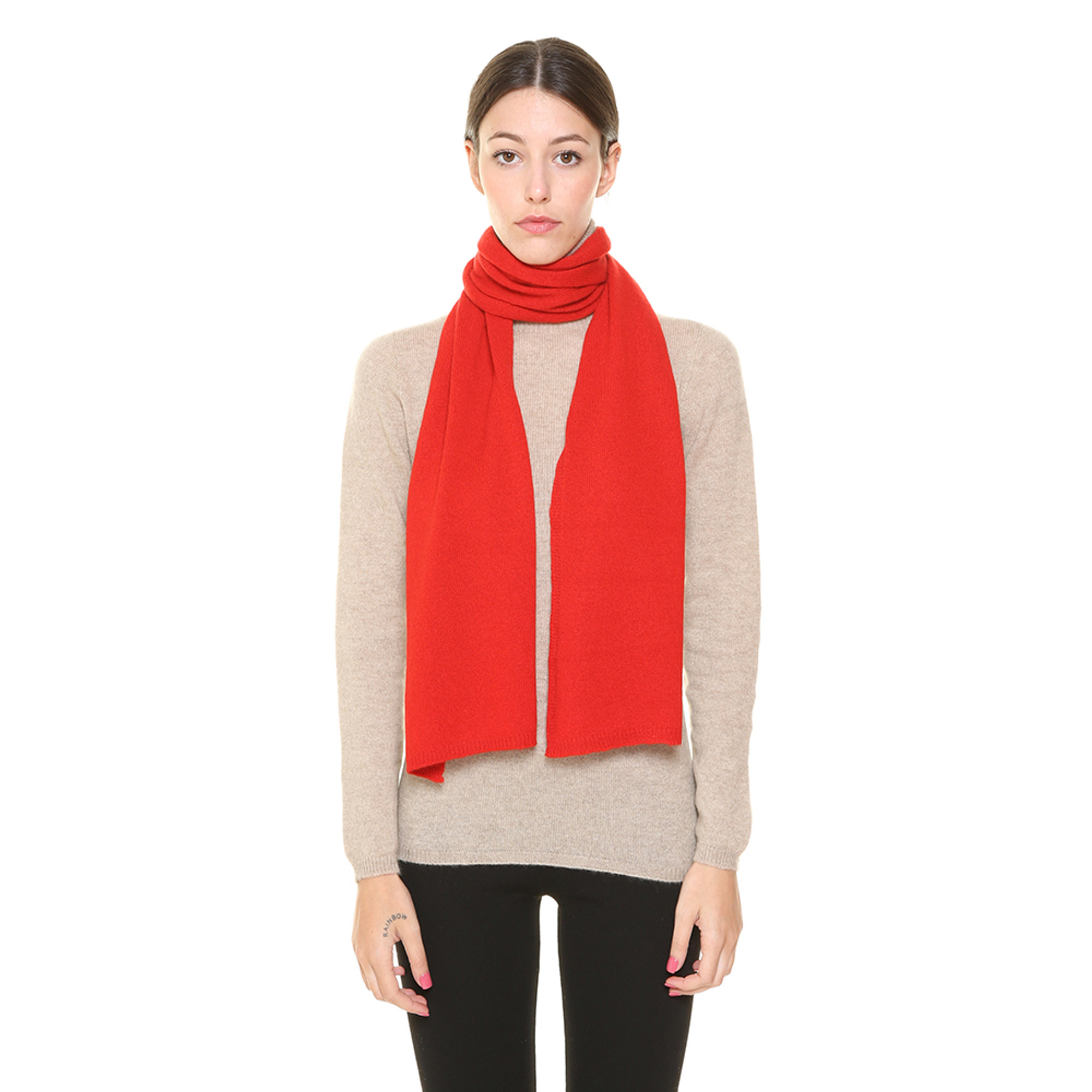 Sciarpa in cashmere rosso corallo 100% CASHMERE  vista1