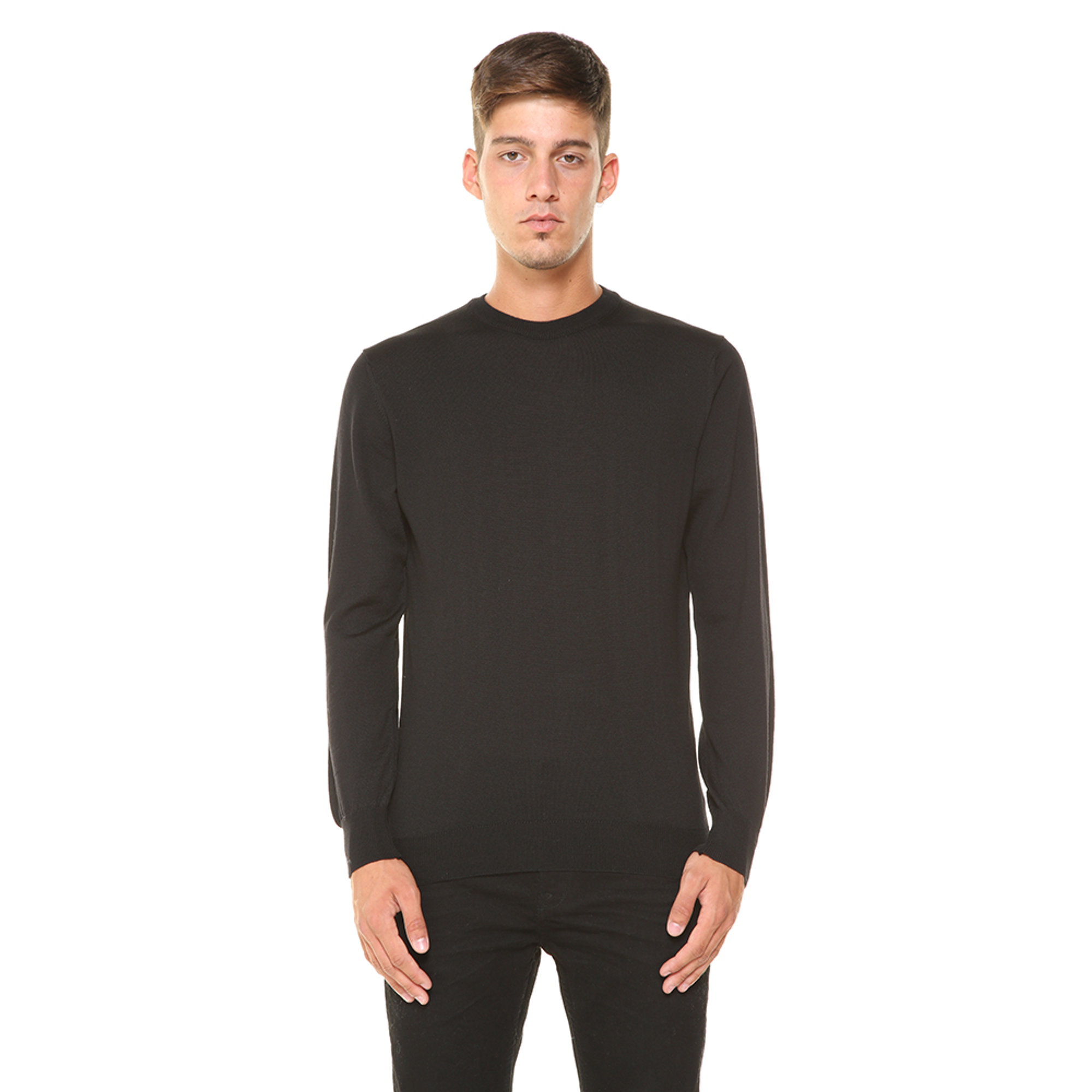 Maglia a girocollo nera 100% CASHMERE  vista0