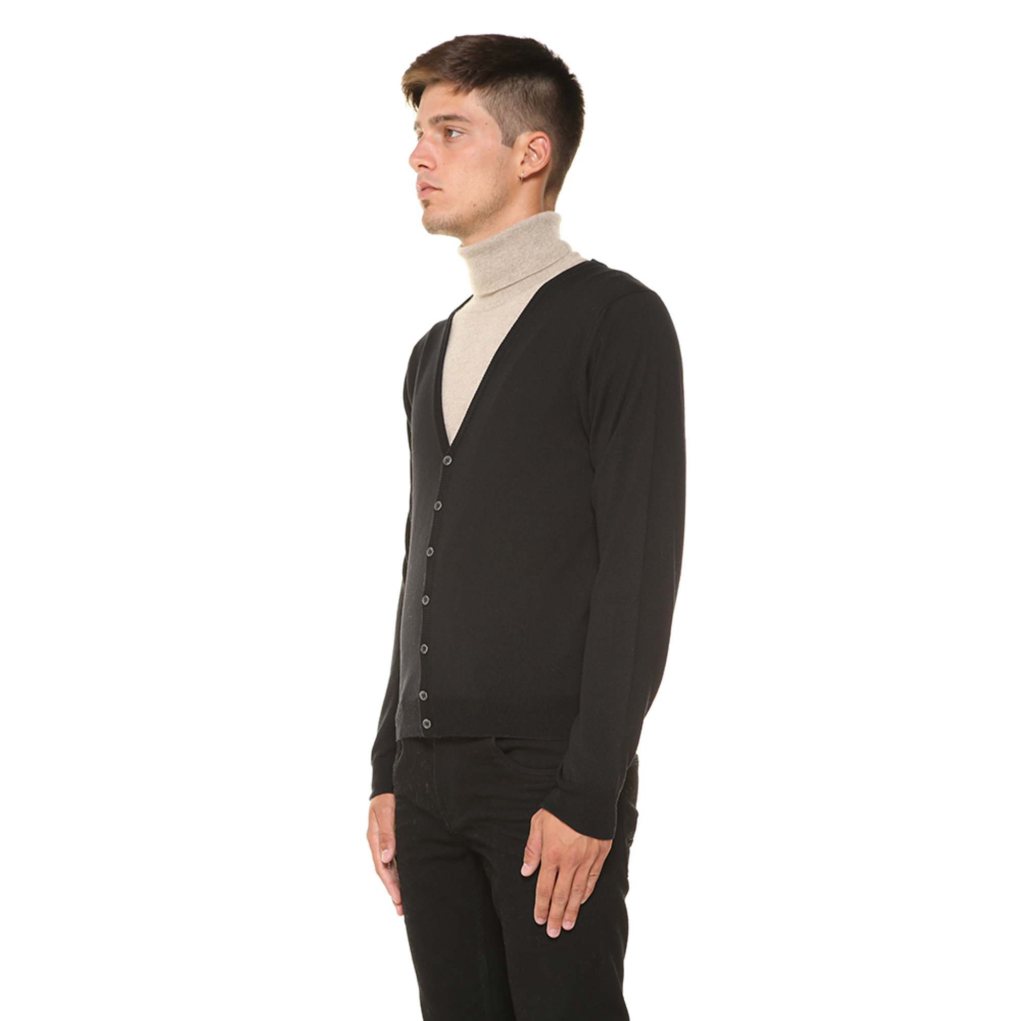 Cardigan nero 100% CASHMERE  vista3