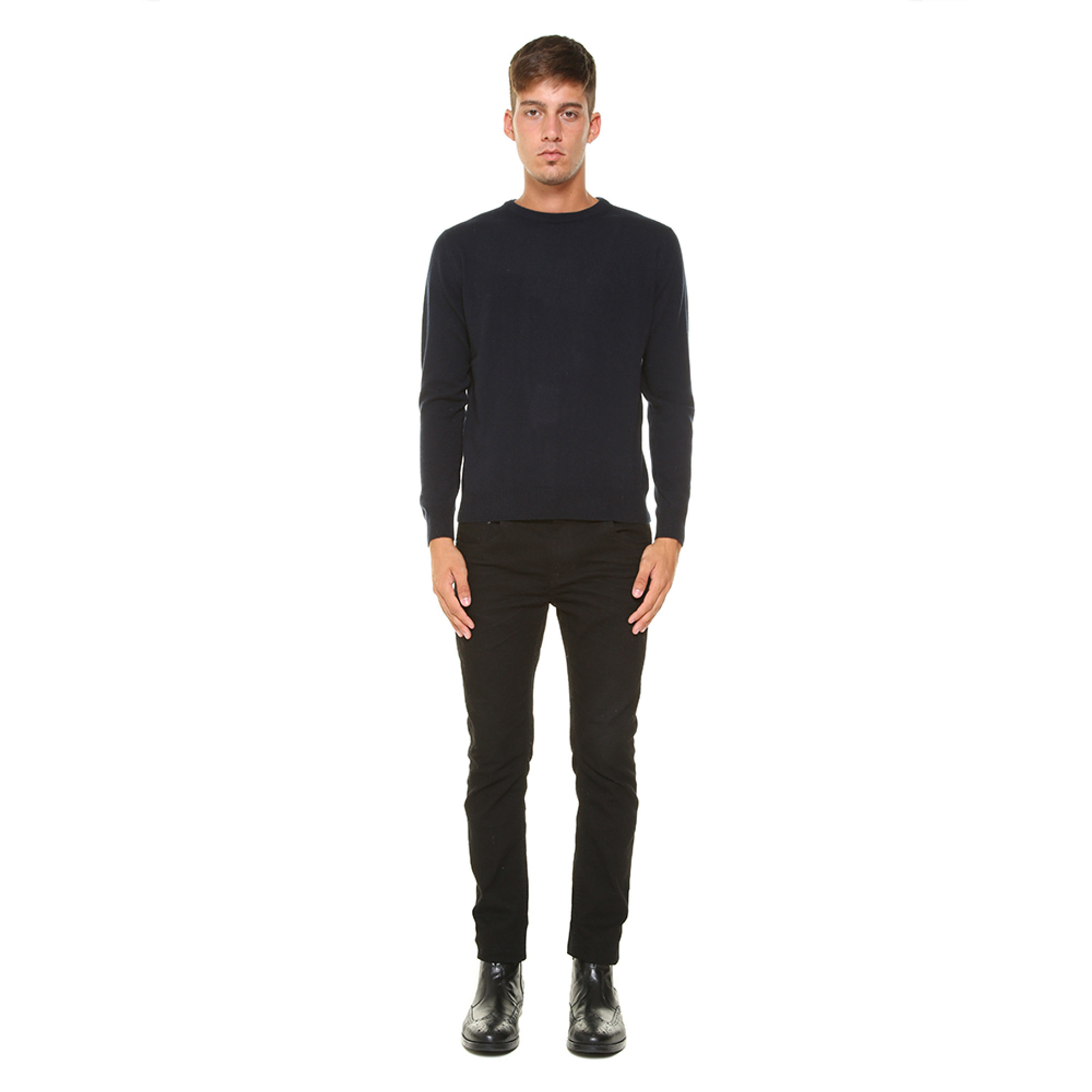 Maglia a girocollo blu 100% CASHMERE  vista1