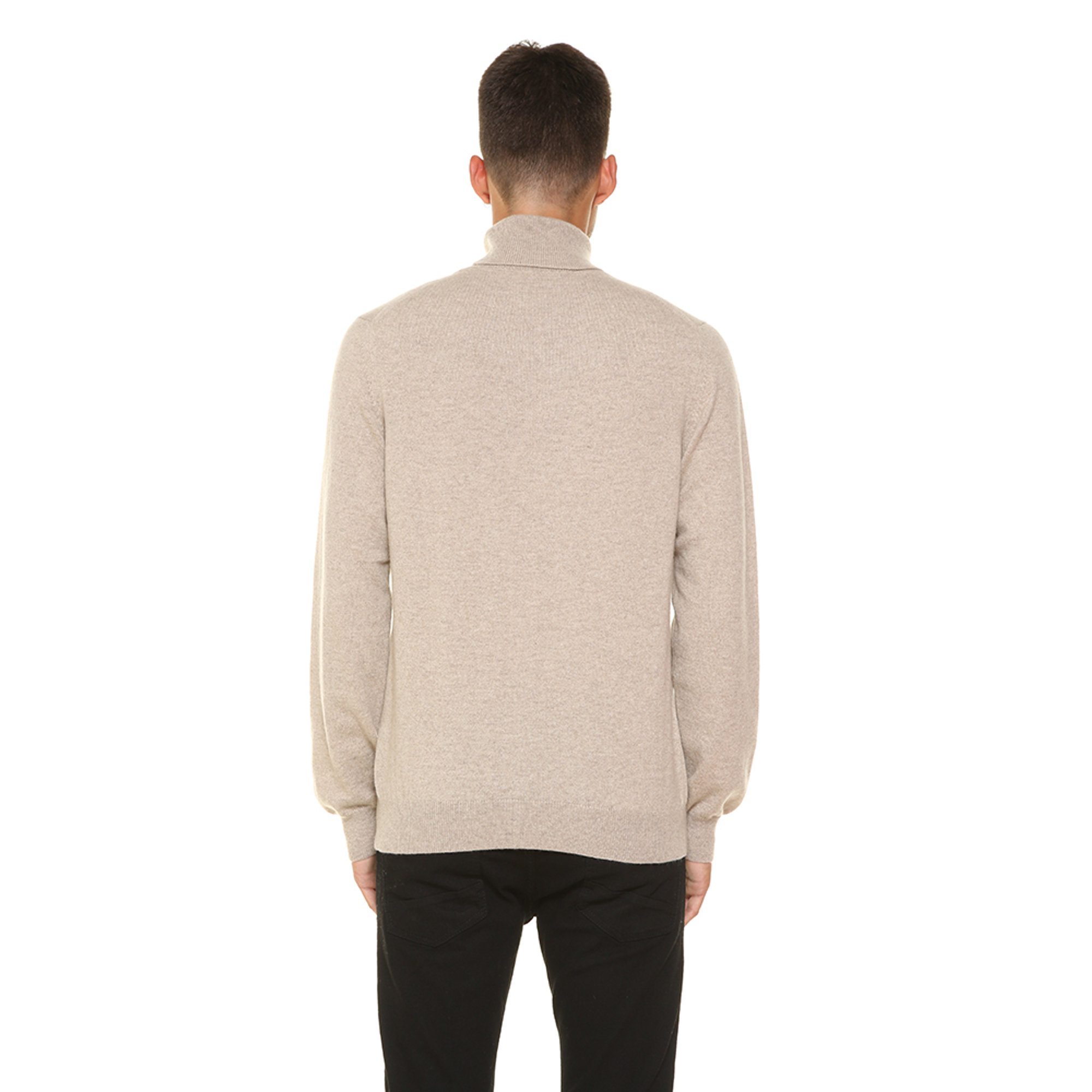 Maglia dolcevita beige corda 100% CASHMERE  vista3