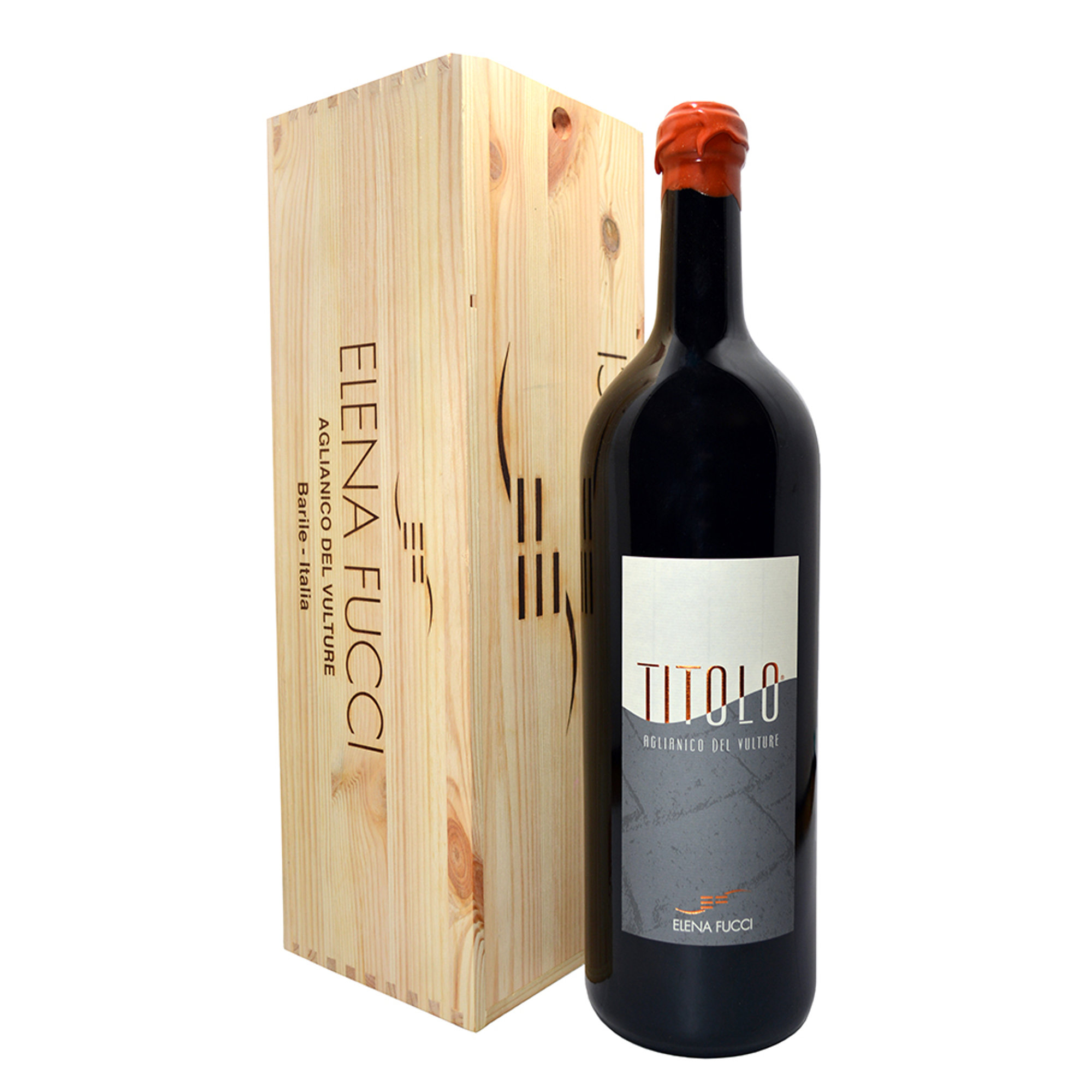 1 bottiglia Jeroboam 3 lt - Aglianico del Vulture DOC "Titolo" 2019 con cassa in legno Elena Fucci vista0